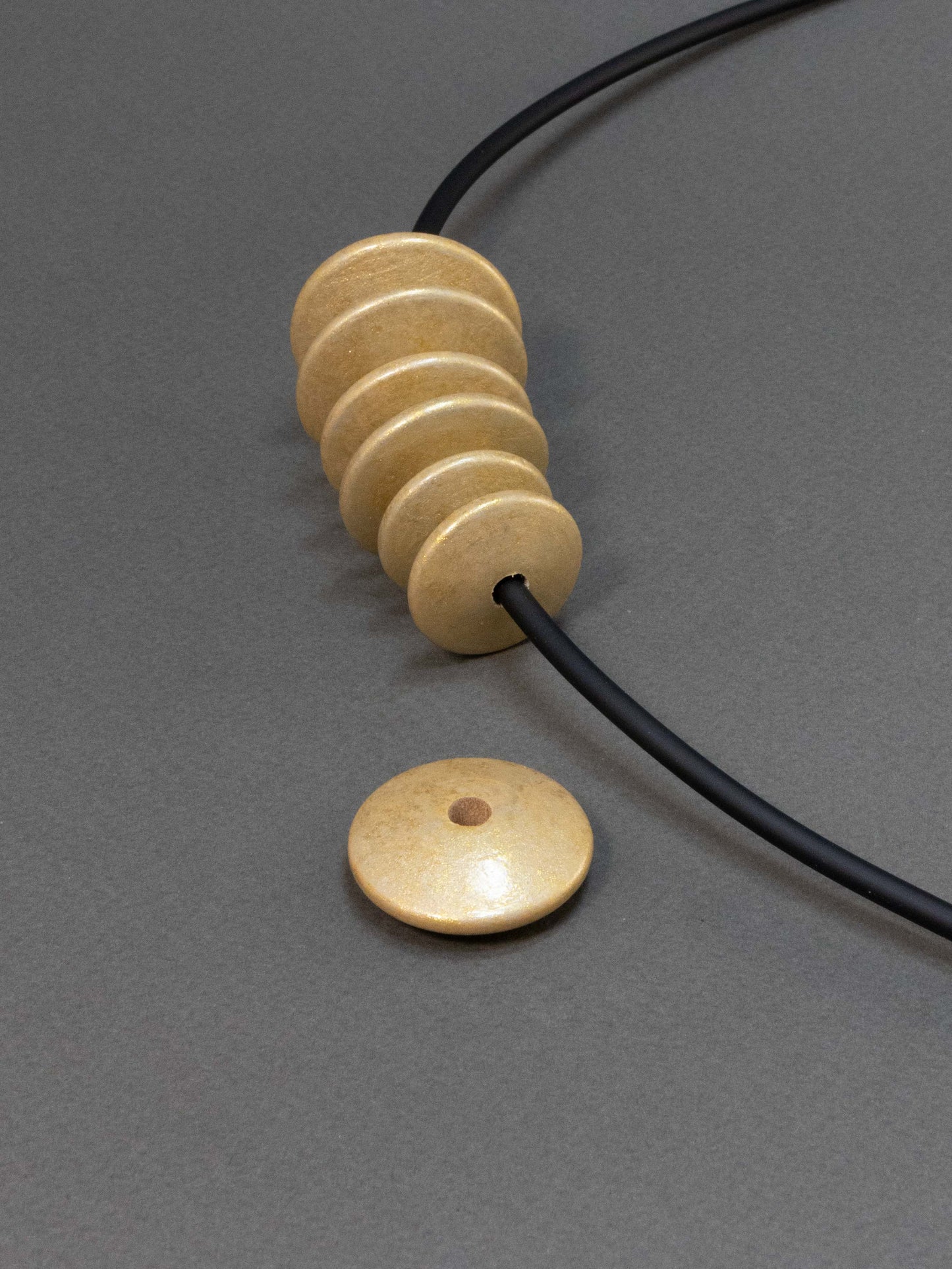 Champagne Flat Wooden Bead