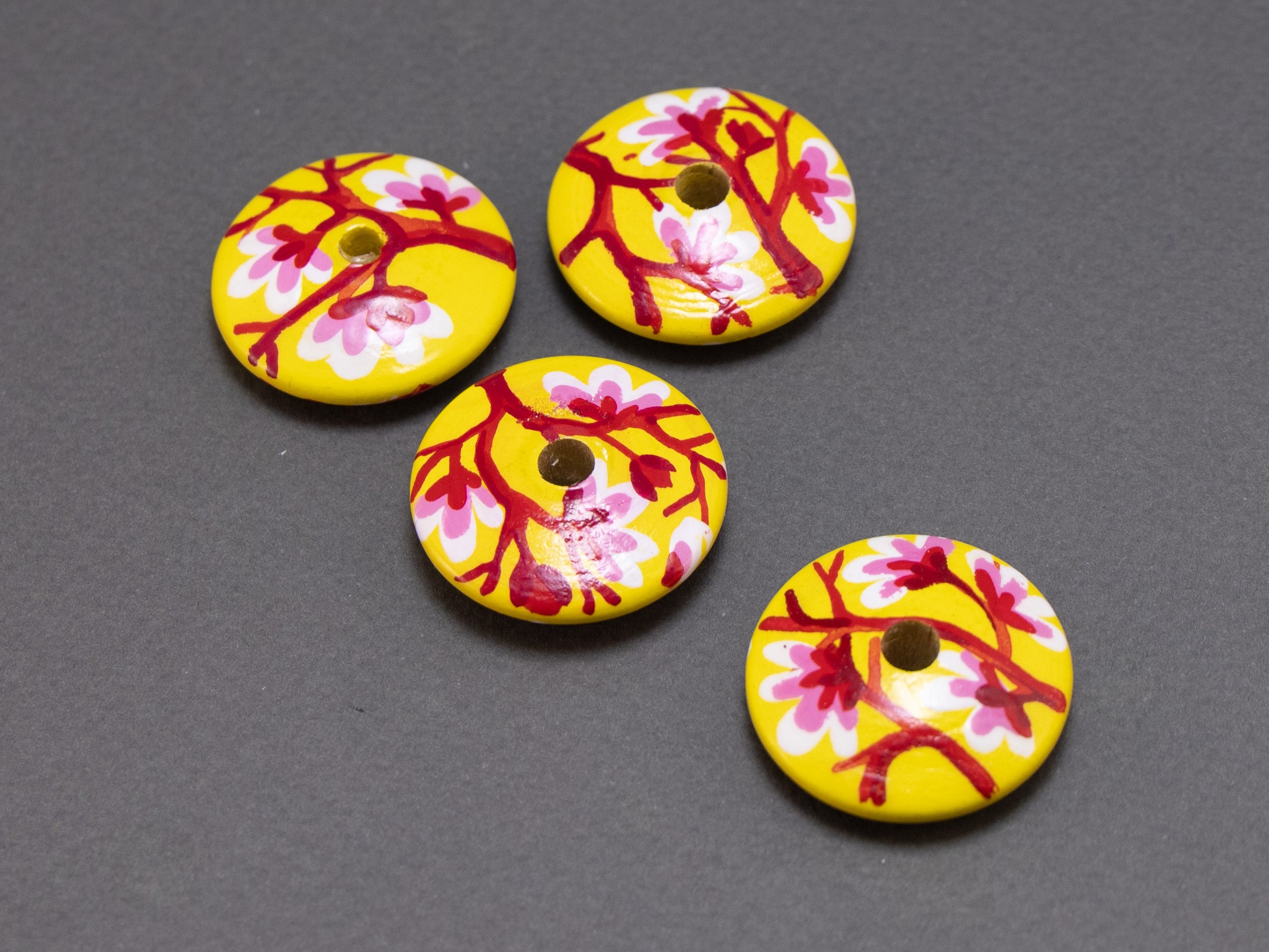 Chinese Sunset Flat Wooden Bead