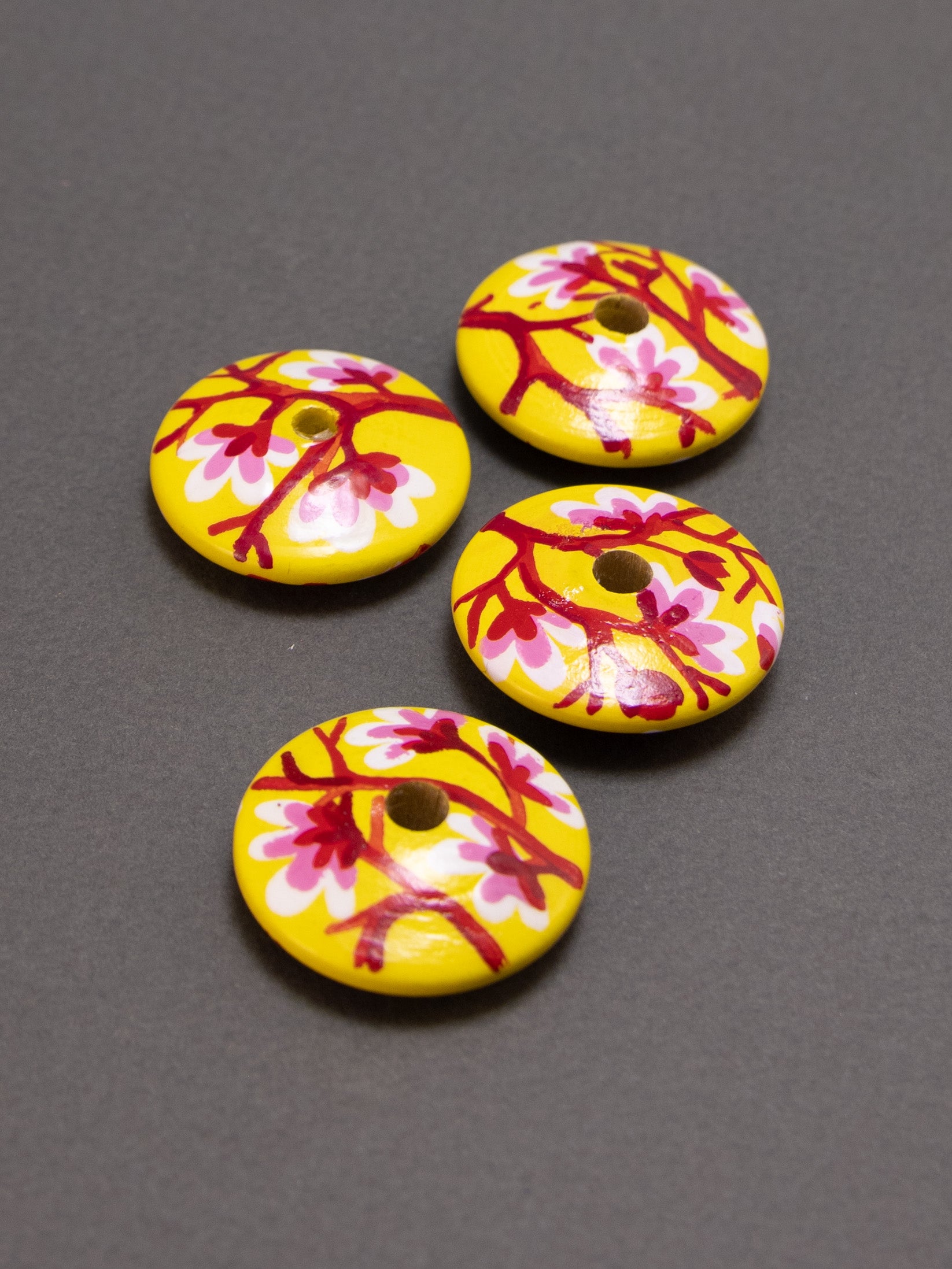 Chinese Sunset Flat Wooden Bead