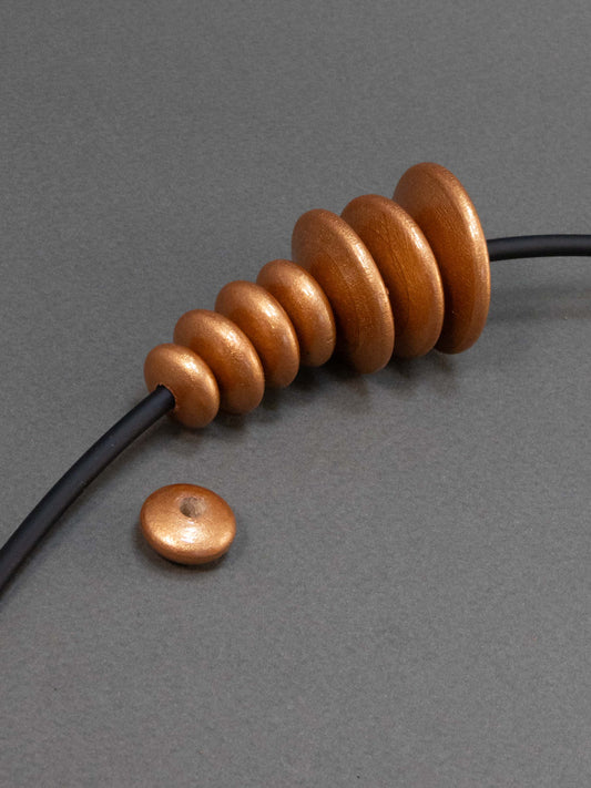 Copper Flat Wooden Bead