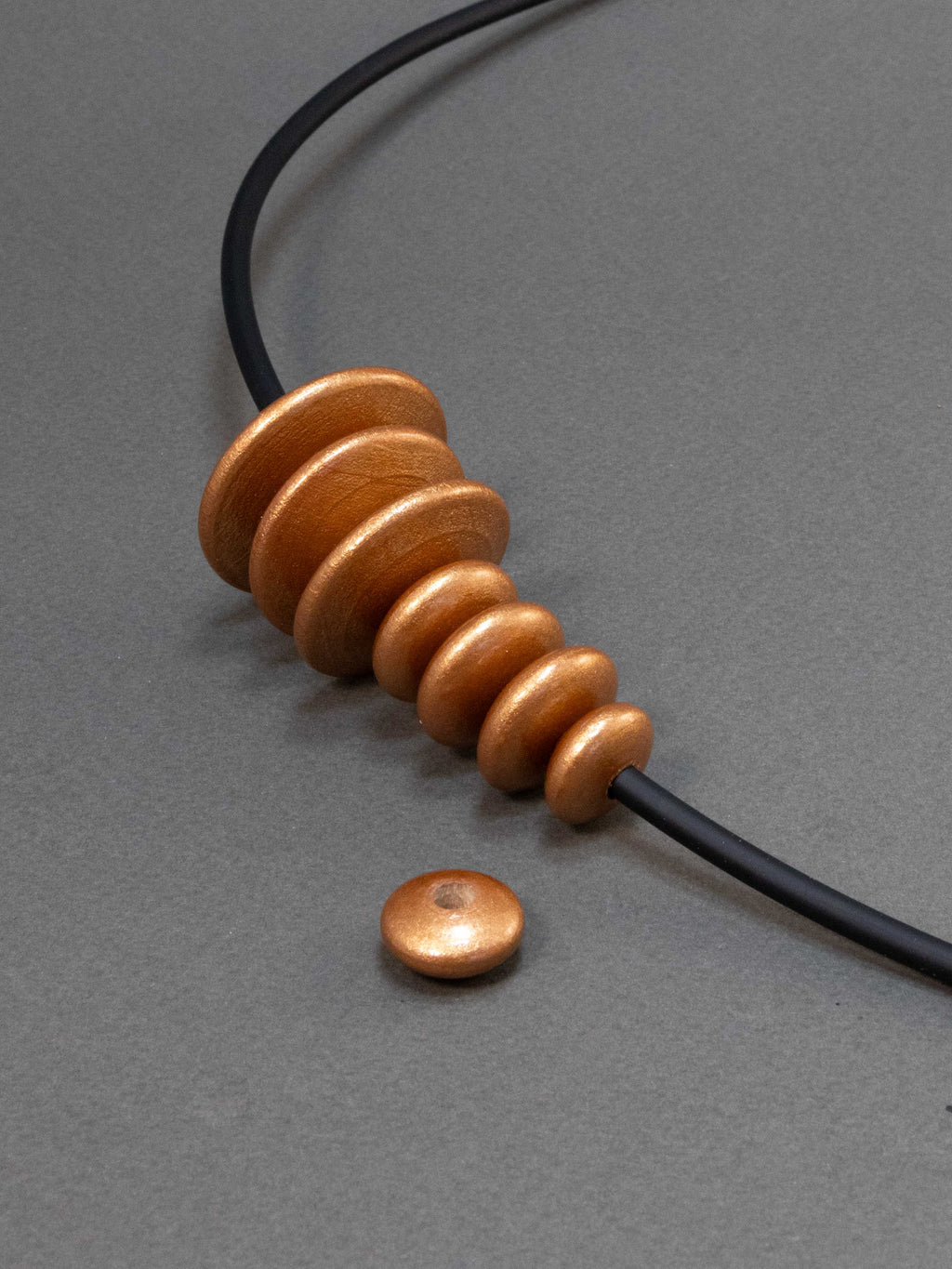 Copper Flat Wooden Bead