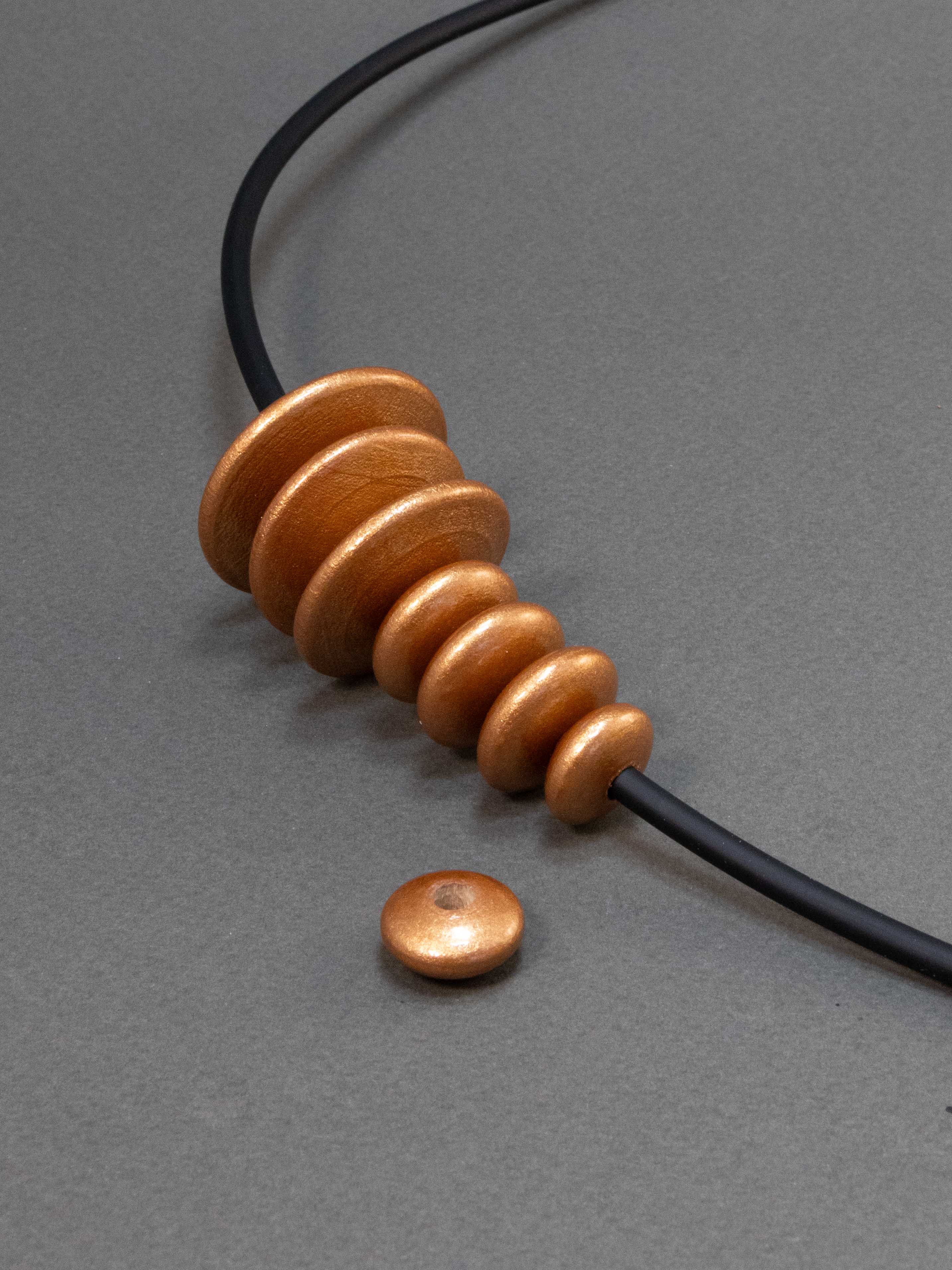 Copper Flat Wooden Bead