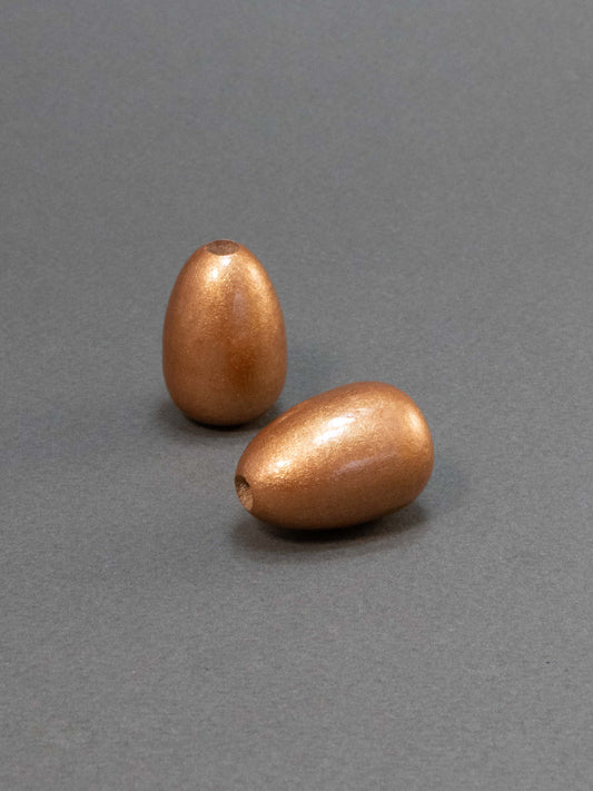 Copper Wooden Bead in Drop Shape
