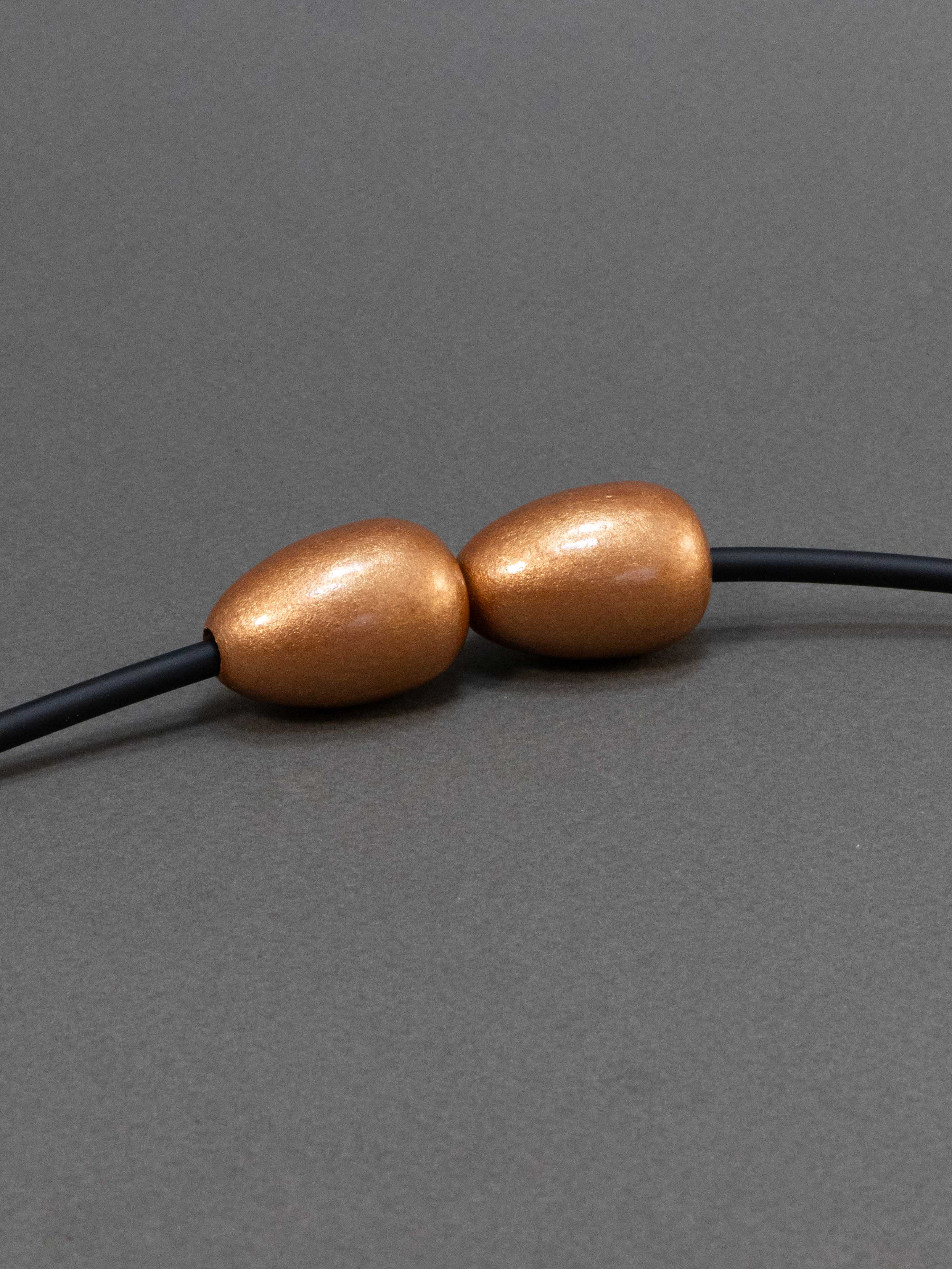 Copper Wooden Bead in Drop Shape