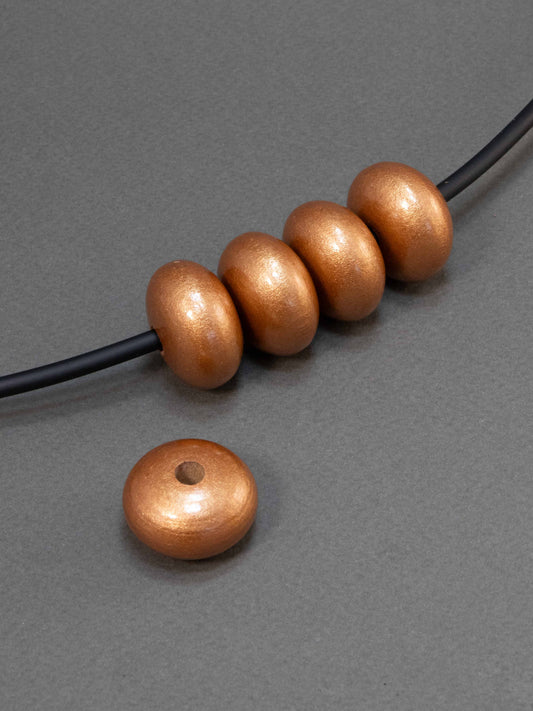 Copper Wooden Bead in Pumpkin Shape