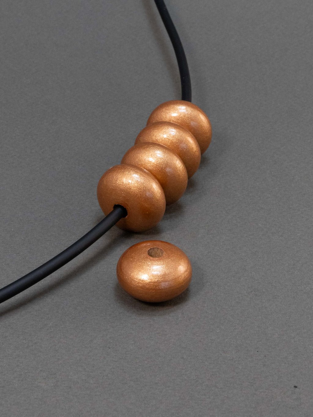 Copper Wooden Bead in Pumpkin Shape