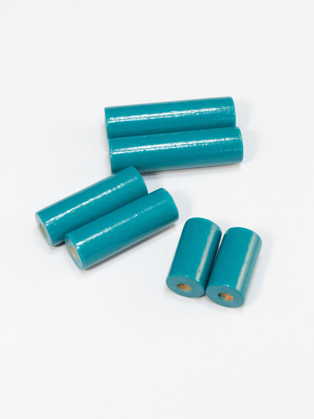 Dark Turquoise Cylinder Wooden Bead