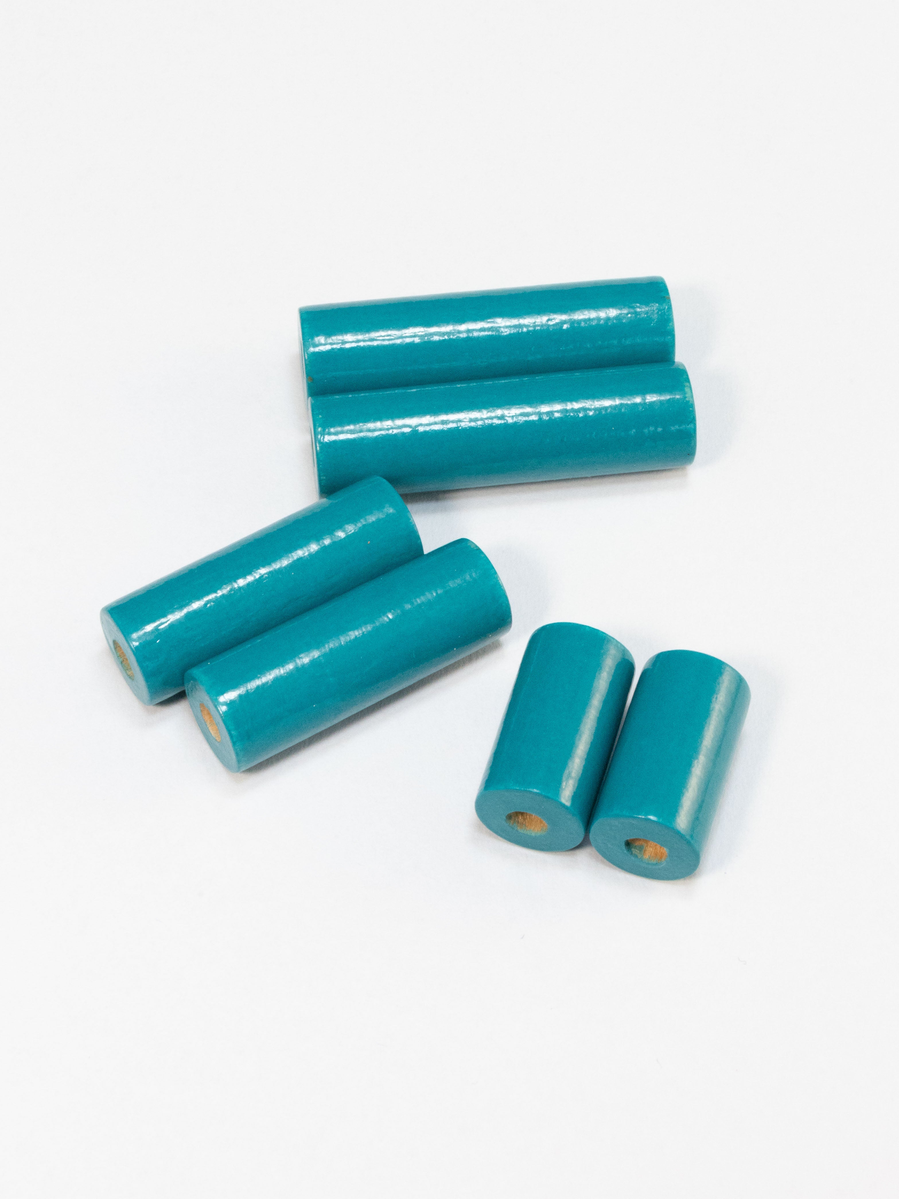 Dark Turquoise Cylinder Wooden Bead