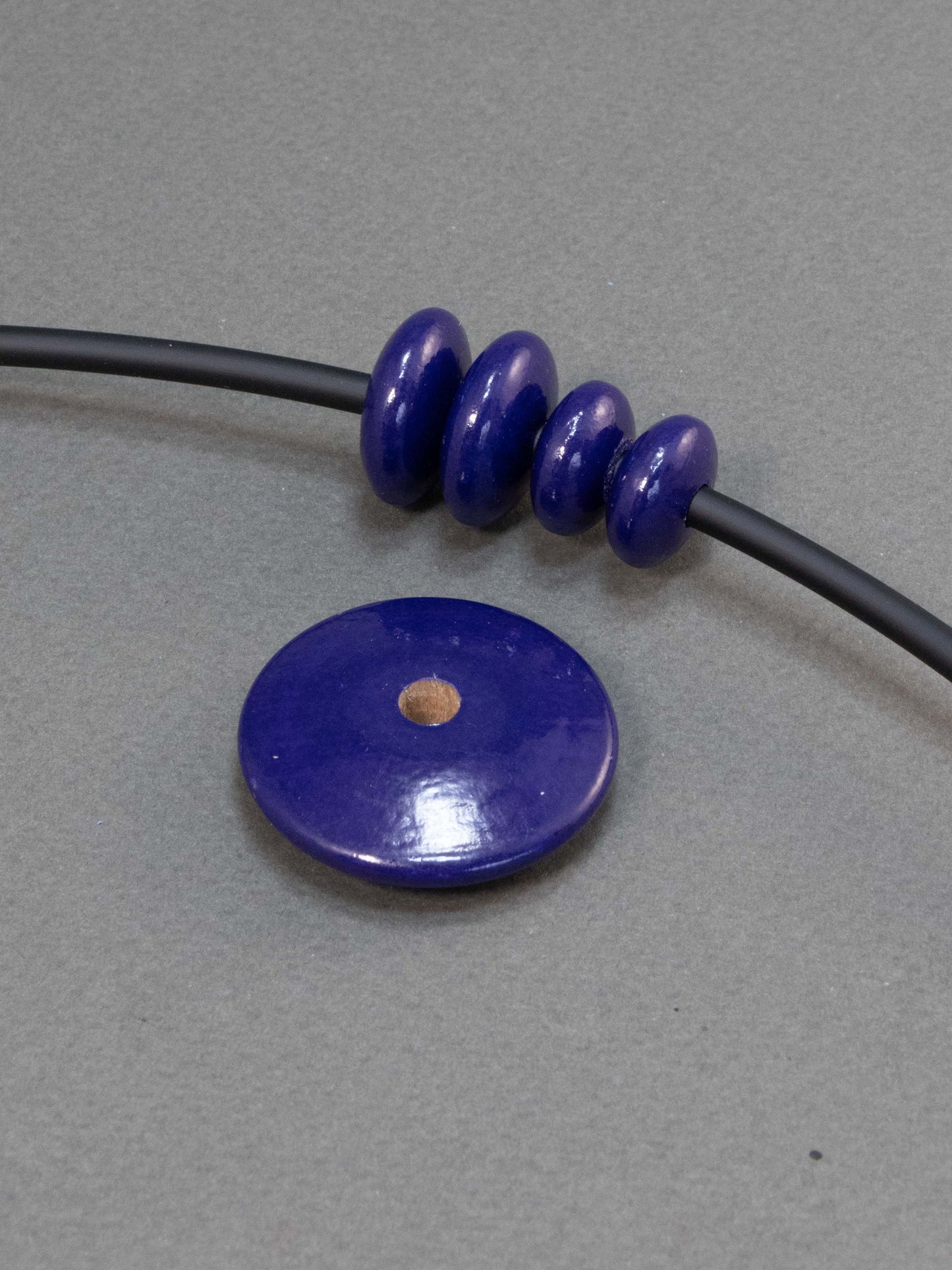 Dark Violet Flat Wooden Bead