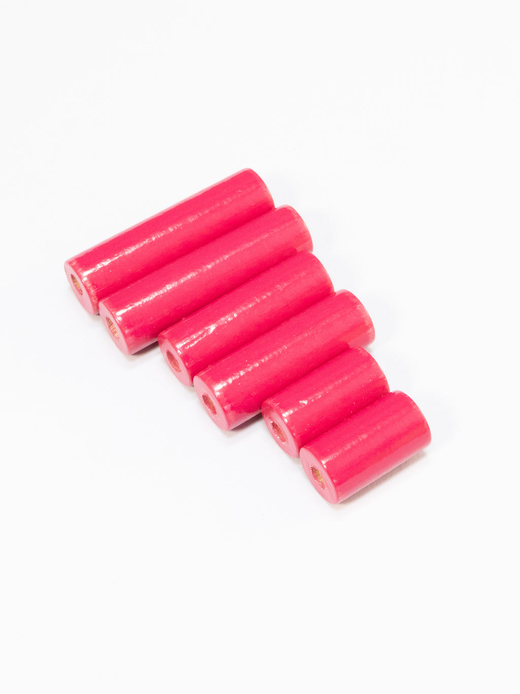 Fuchsia Pink Cylinder Wooden Bead