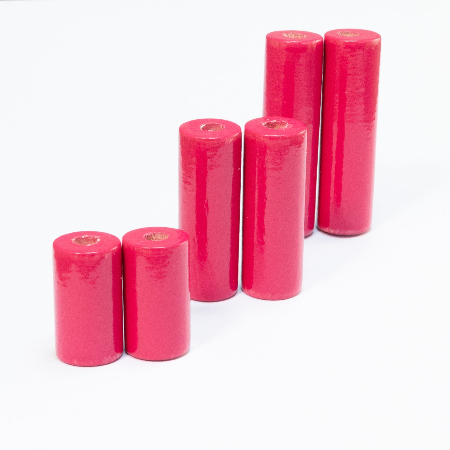 Fuchsia Pink Cylinder Wooden Bead