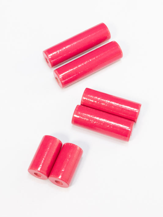 Fuchsia Pink Cylinder Wooden Bead