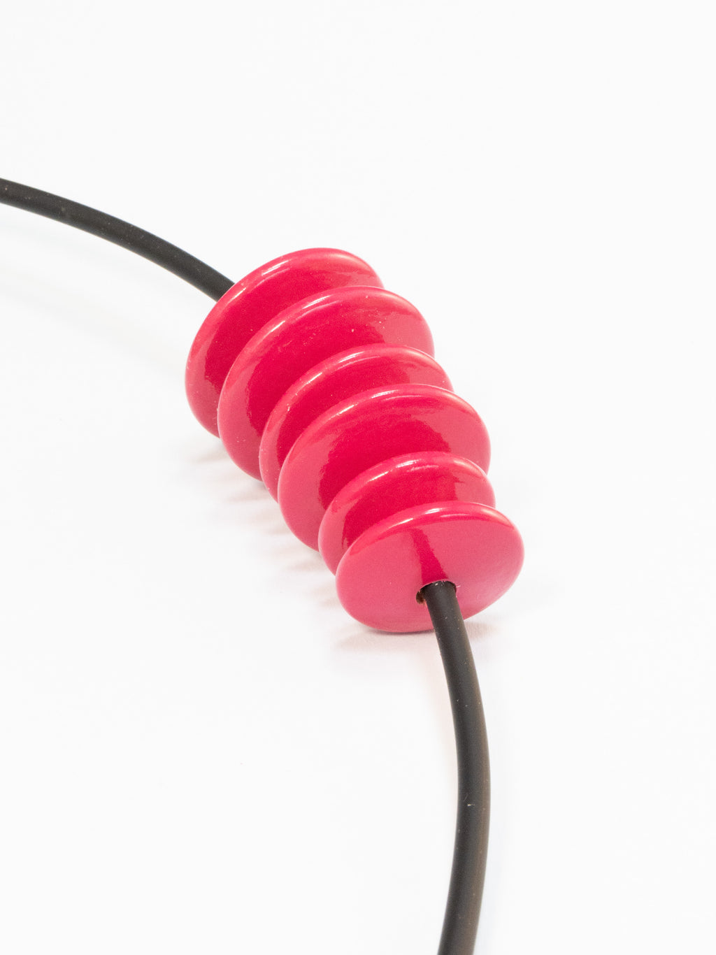 Fuchsia Pink Flat Wooden Bead