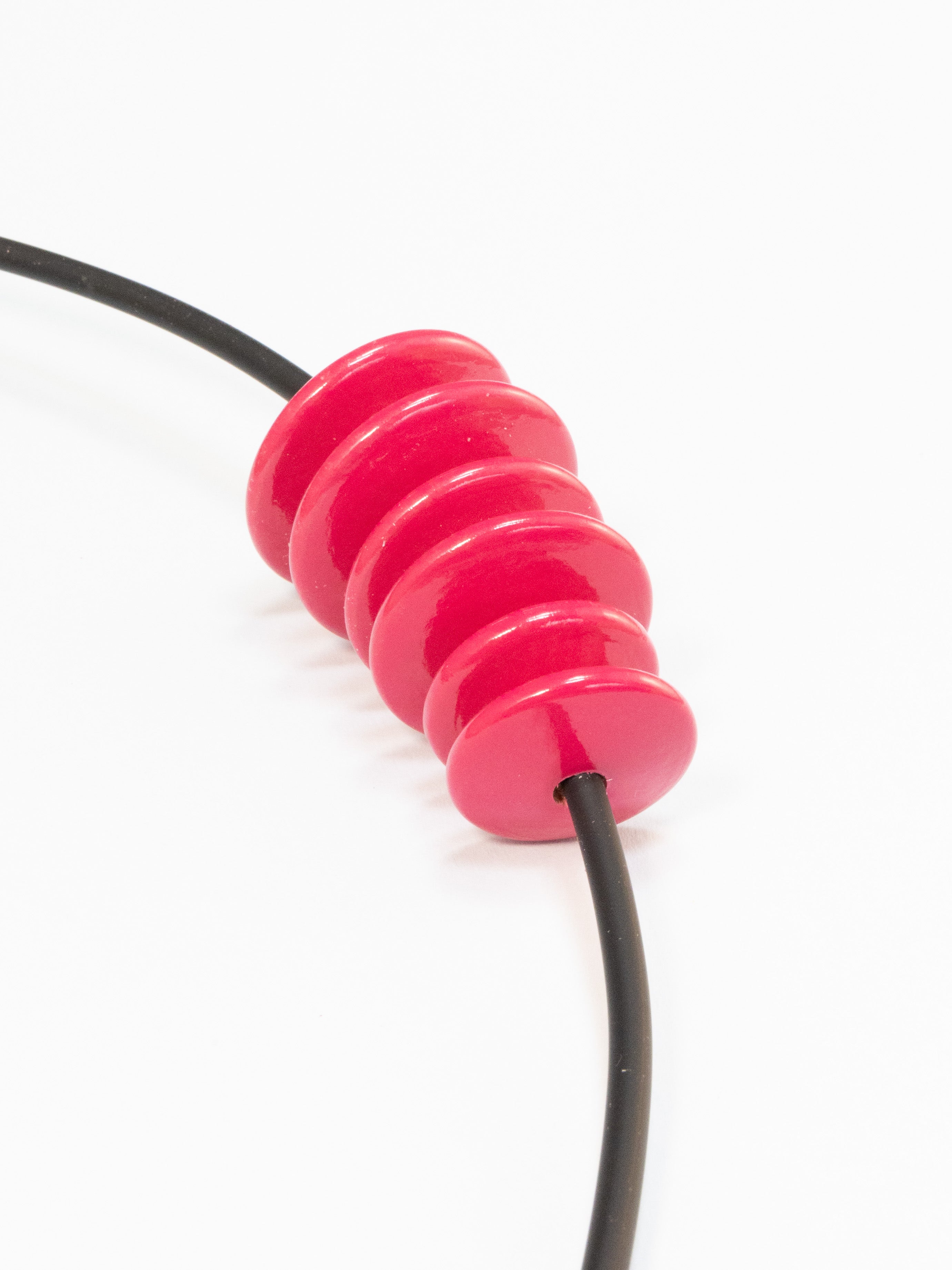 Fuchsia Pink Flat Wooden Bead