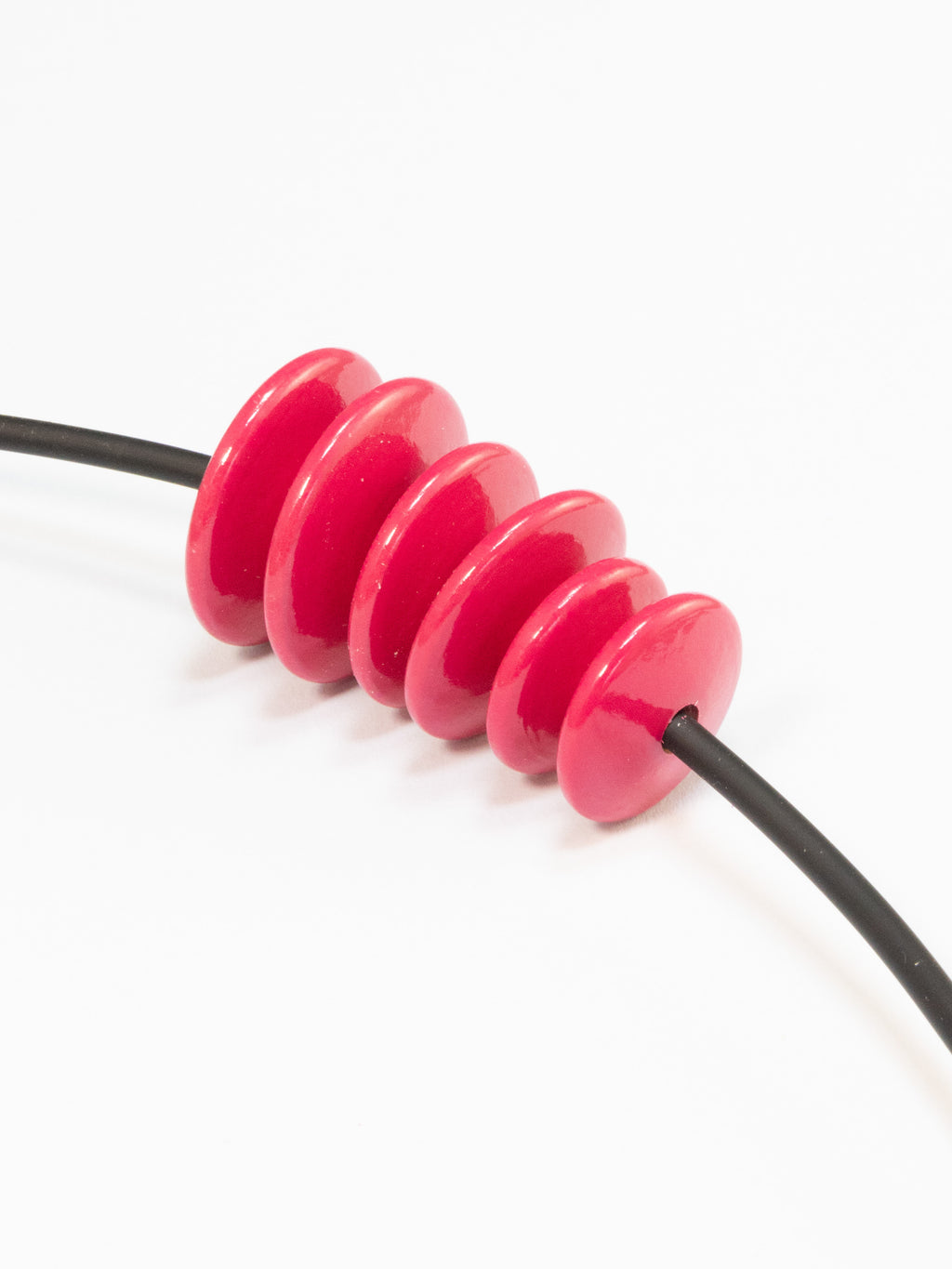 Fuchsia Pink Flat Wooden Bead