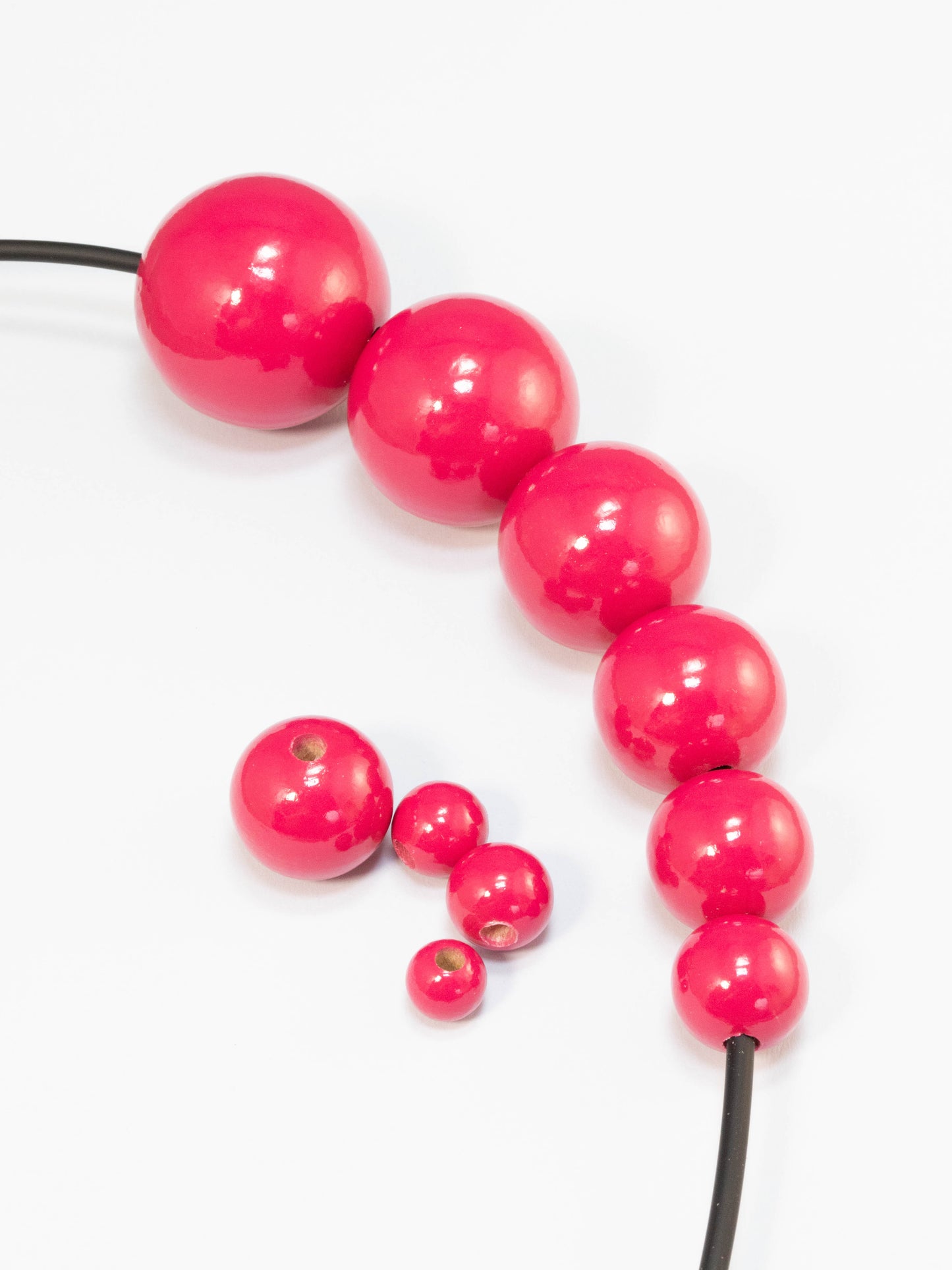 Fuchsia Pink Wooden Bead