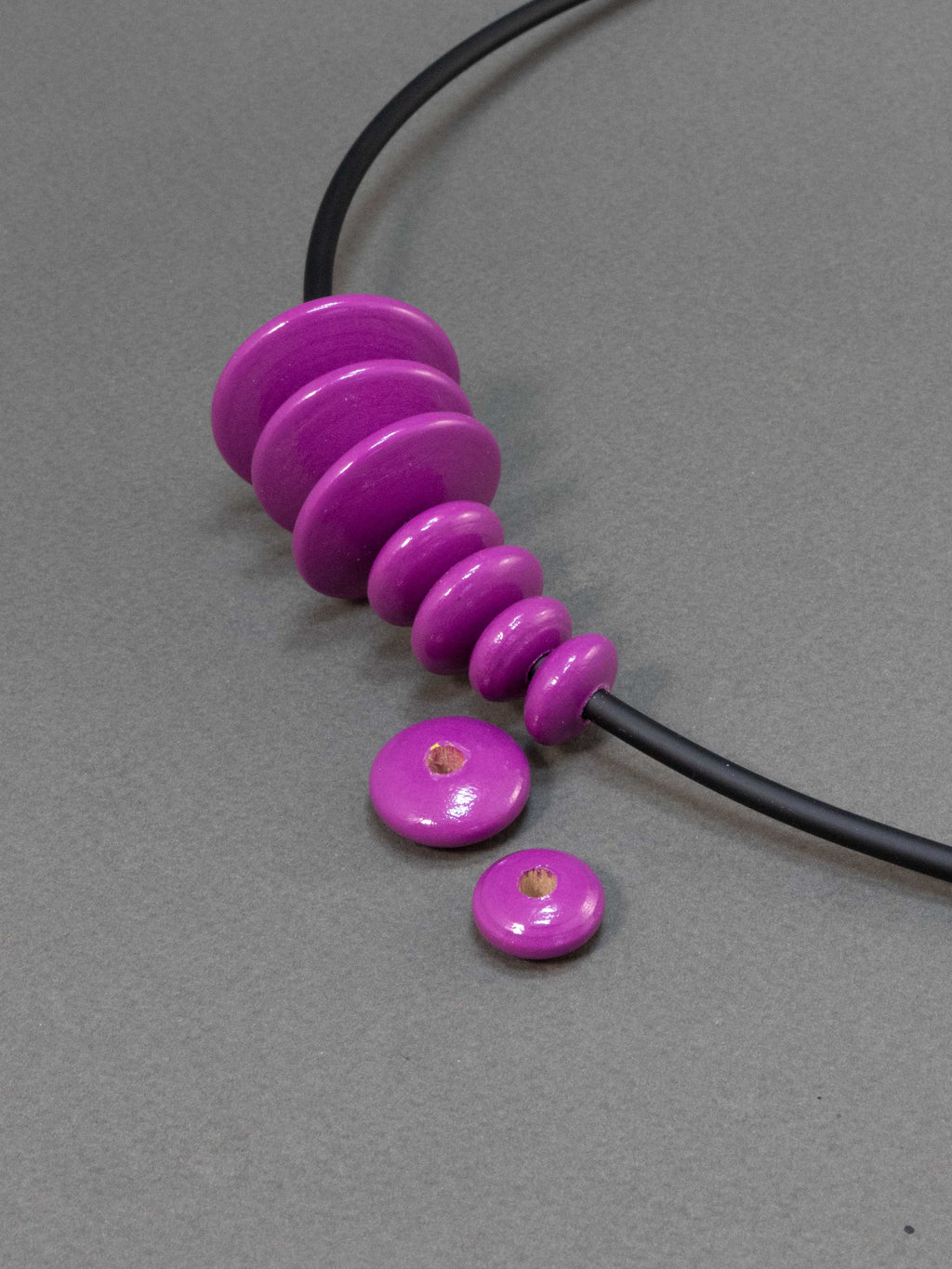 Fuchsia Violet Flat Wooden Bead