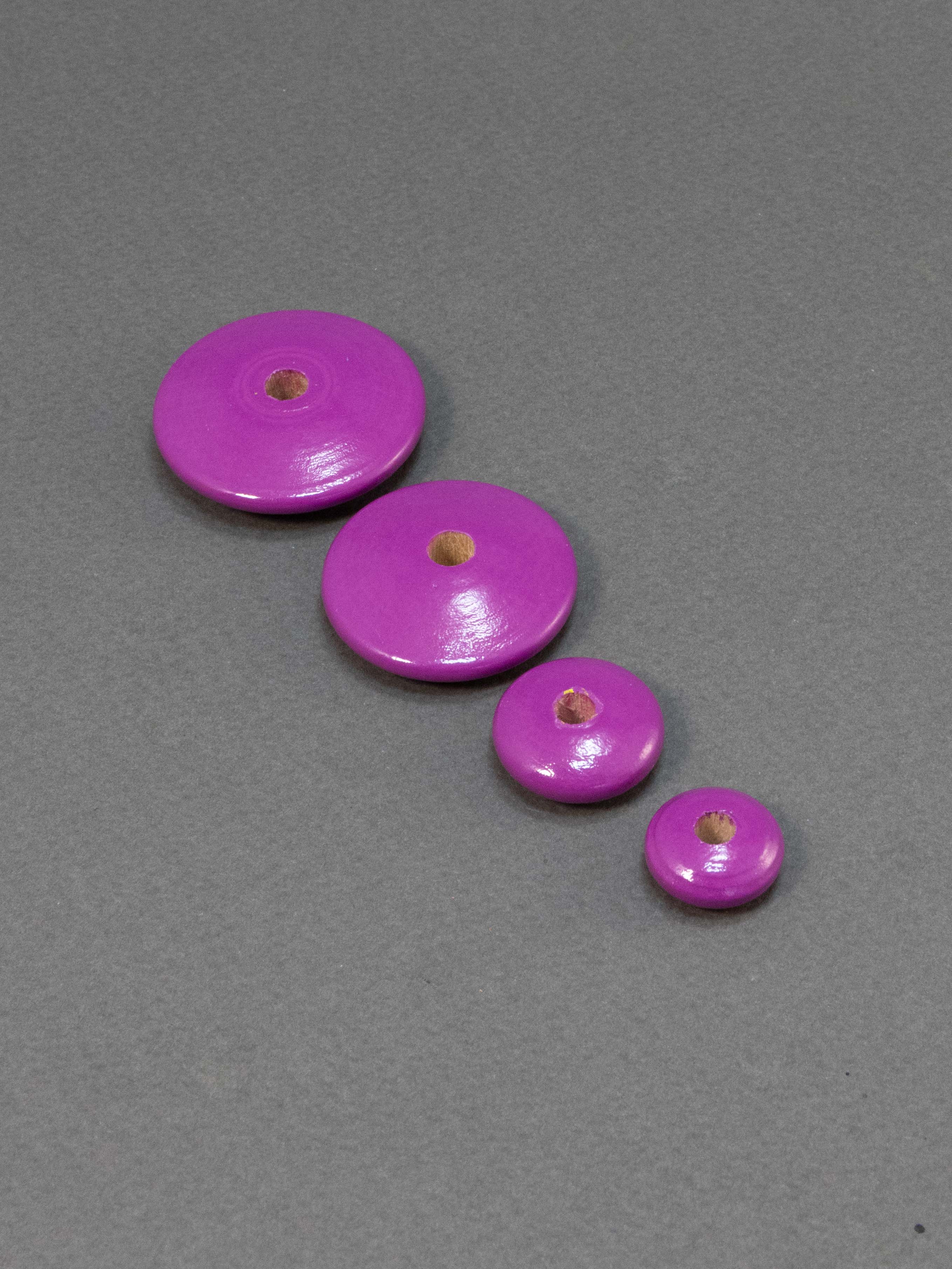 Fuchsia Violet Flat Wooden Bead