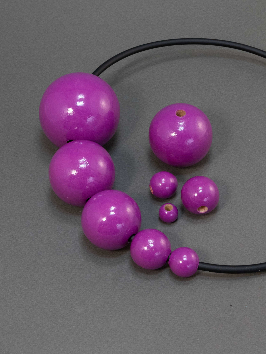 Fuchsia Violet Wooden Bead