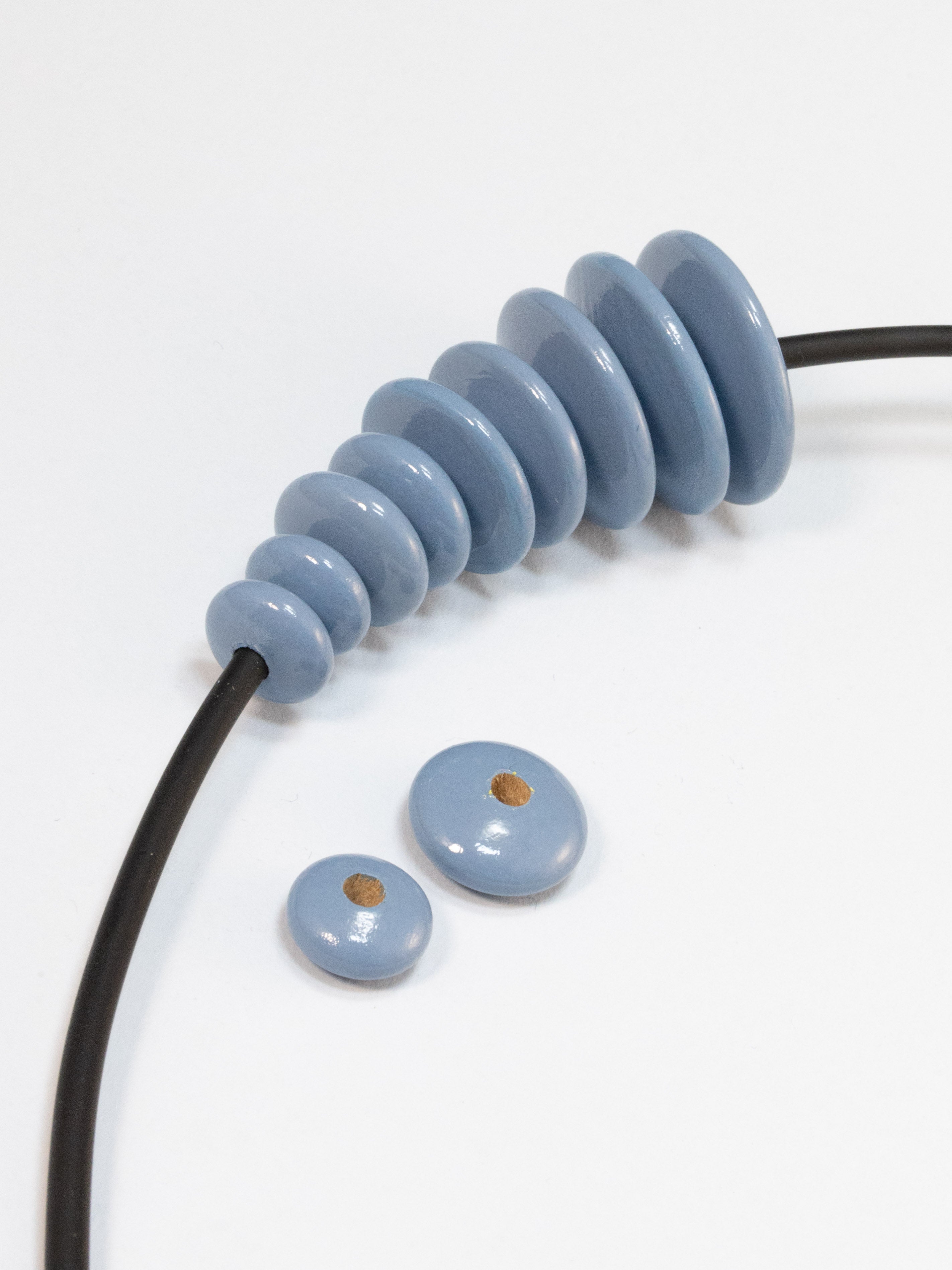 Gray Flat Wooden Bead