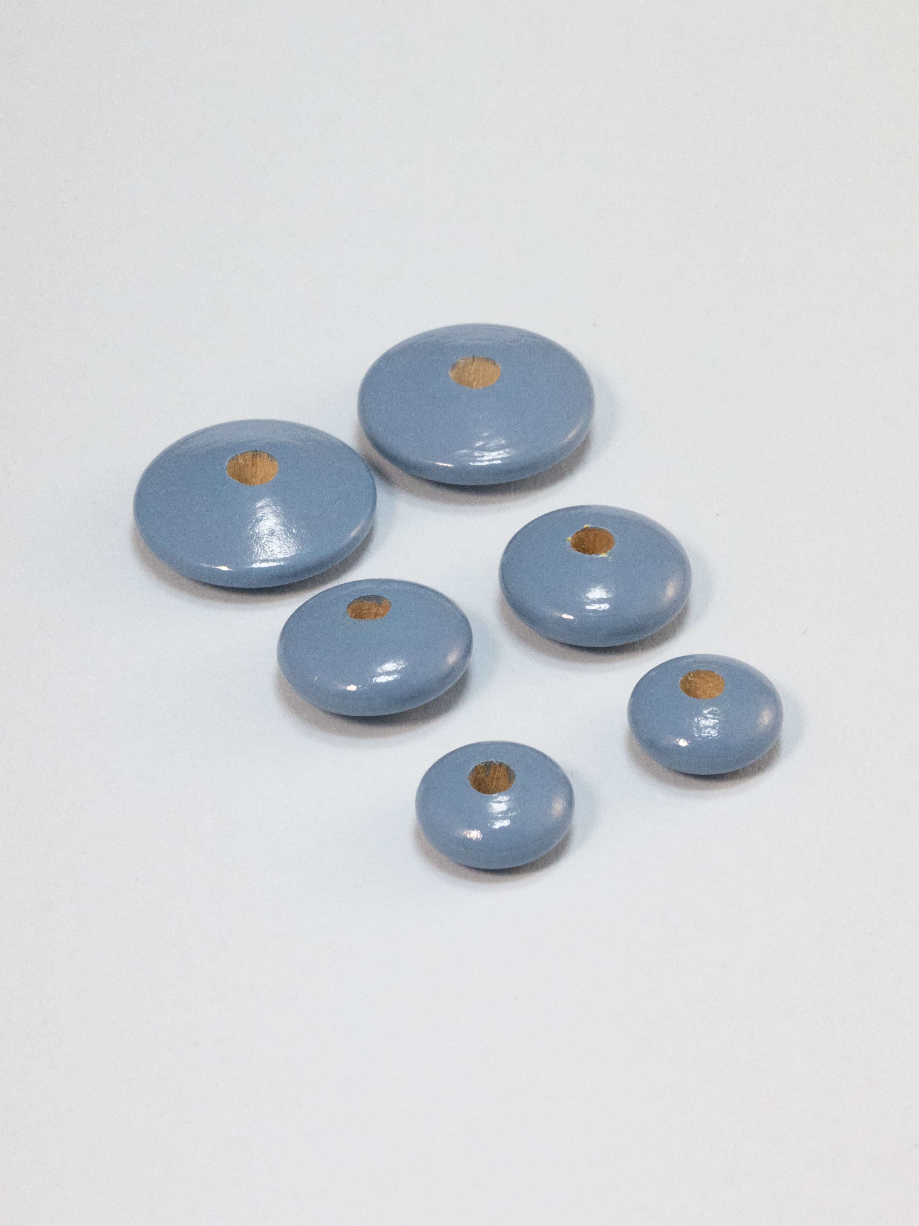 Gray Flat Wooden Bead