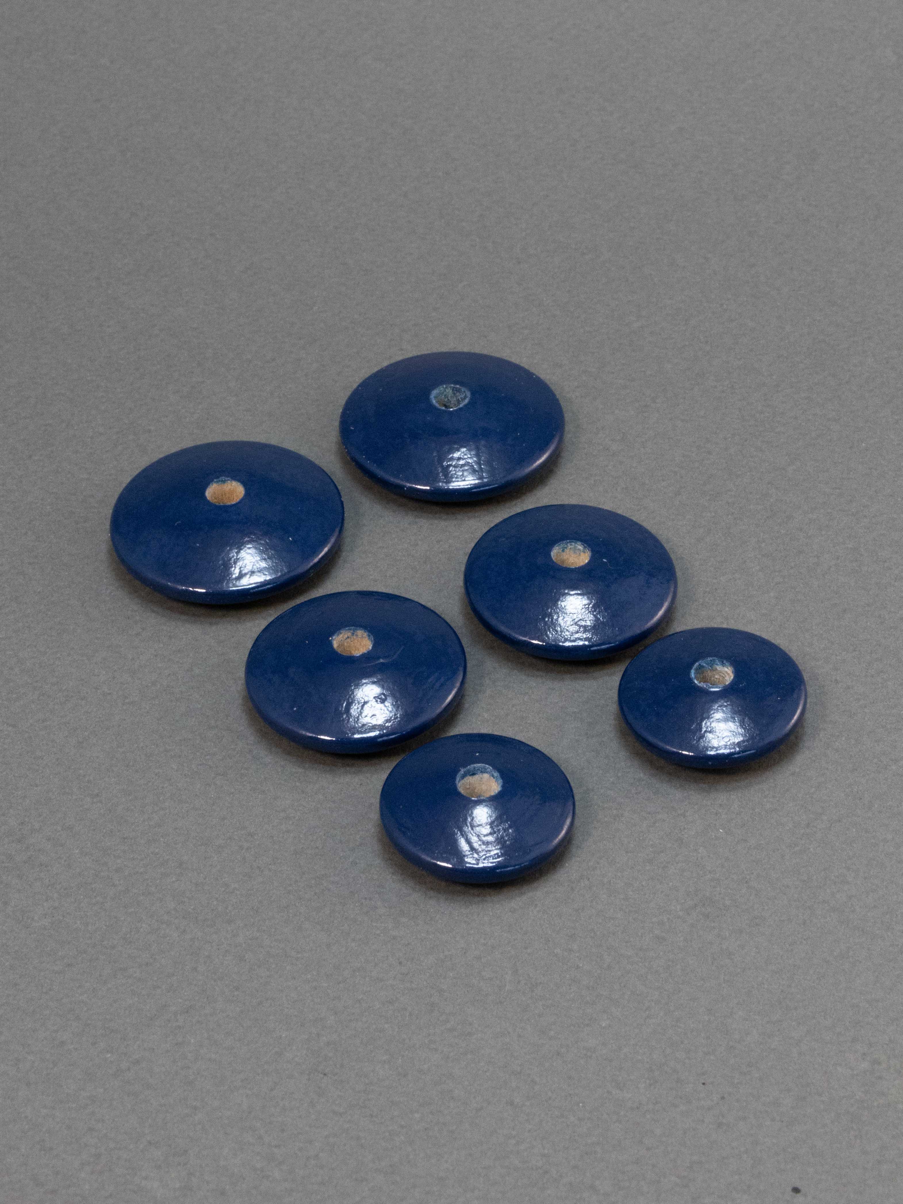 Indigo Flat Wooden Bead