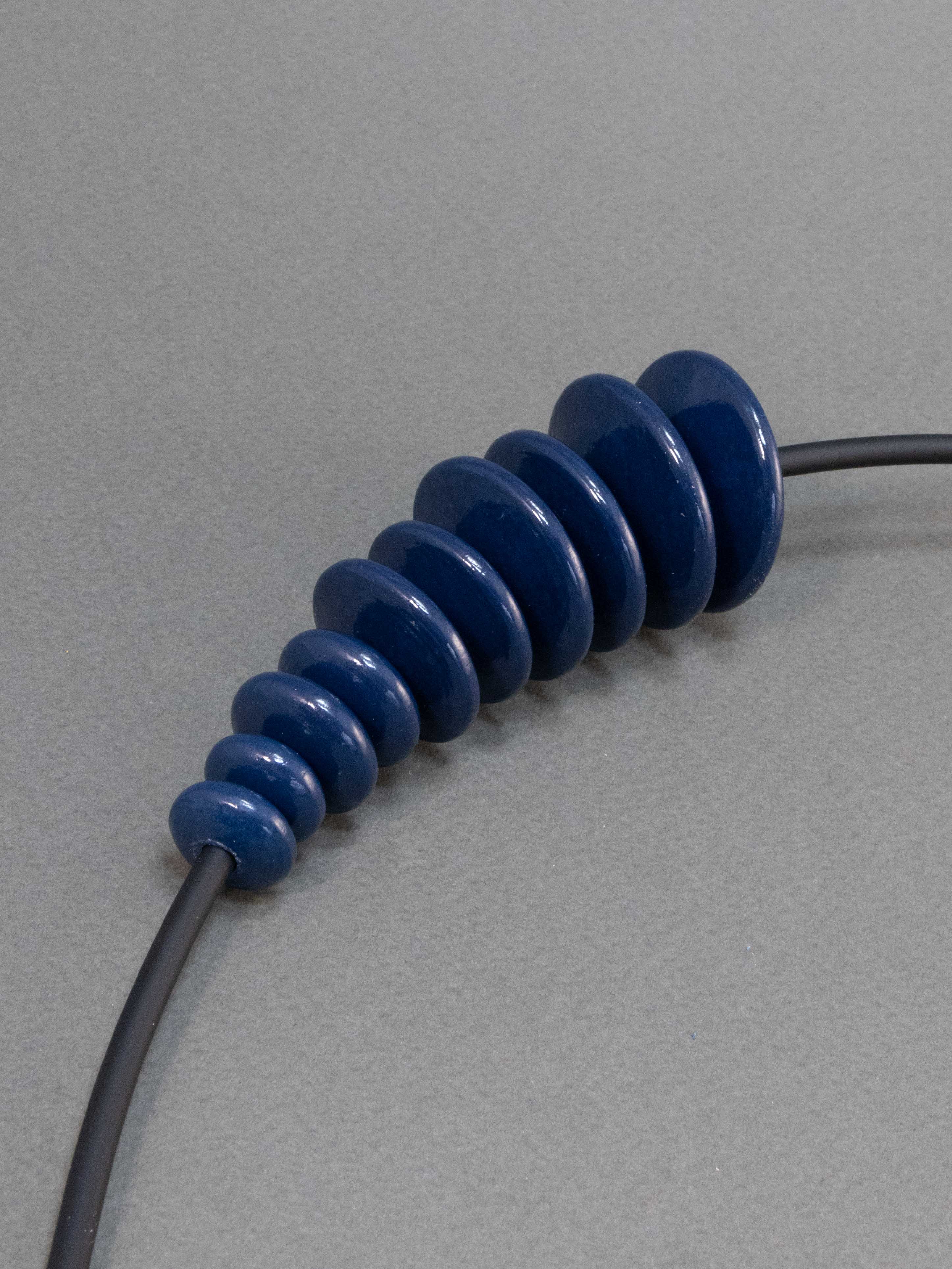 Indigo Flat Wooden Bead