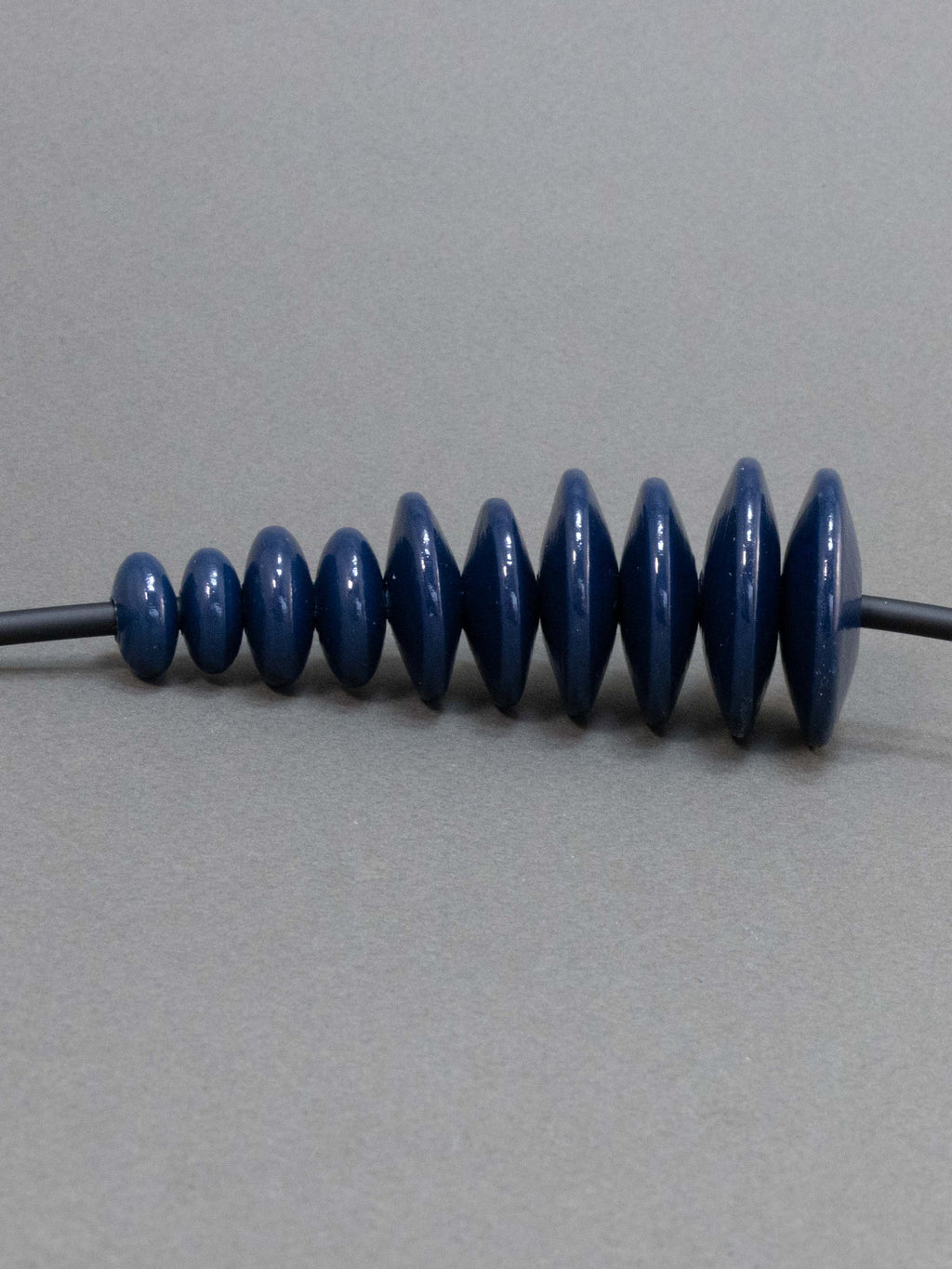 Indigo Flat Wooden Bead