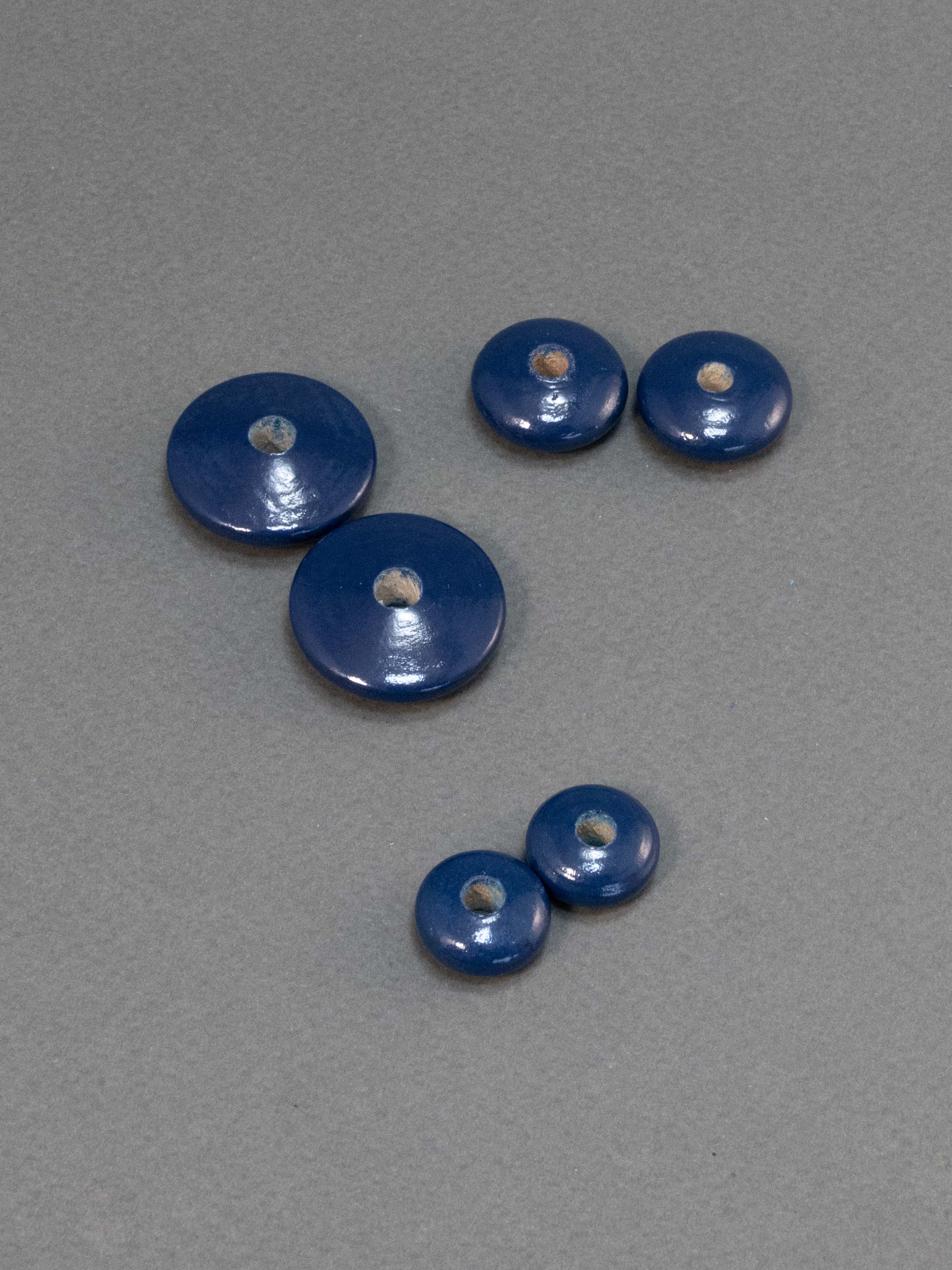 Indigo Flat Wooden Bead