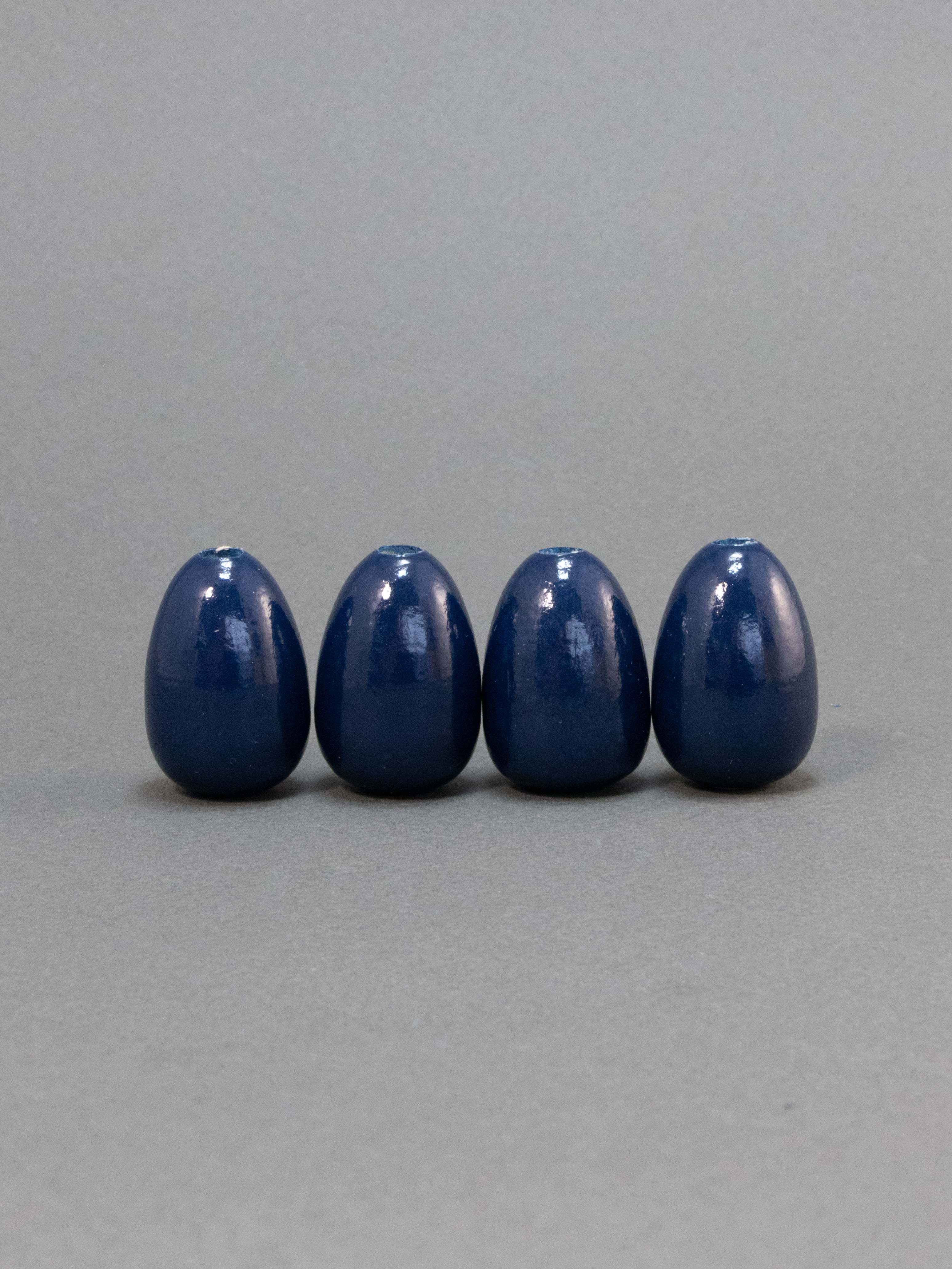 Indigo Wooden Bead in Drop Shape