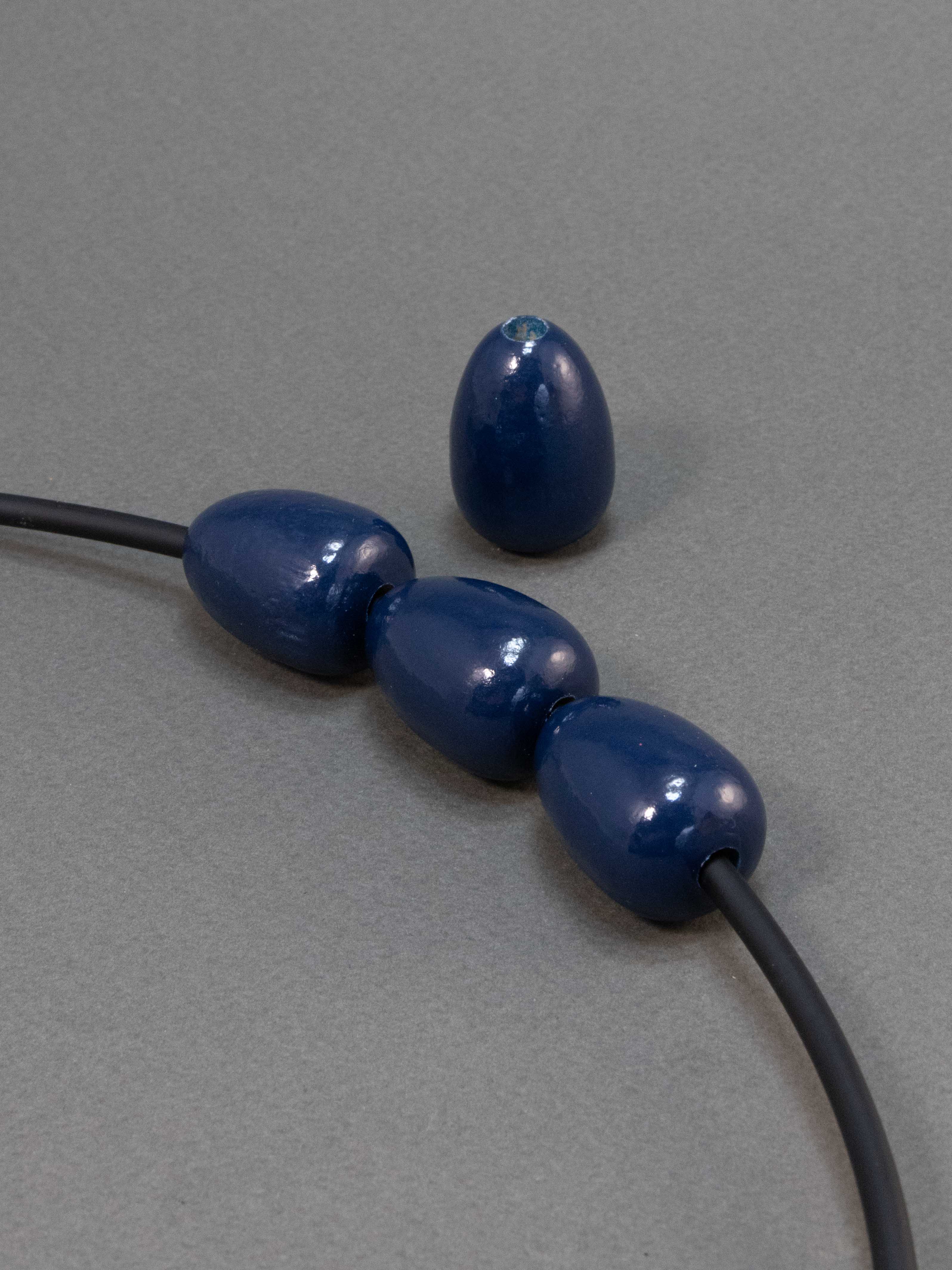 Indigo Wooden Bead in Drop Shape