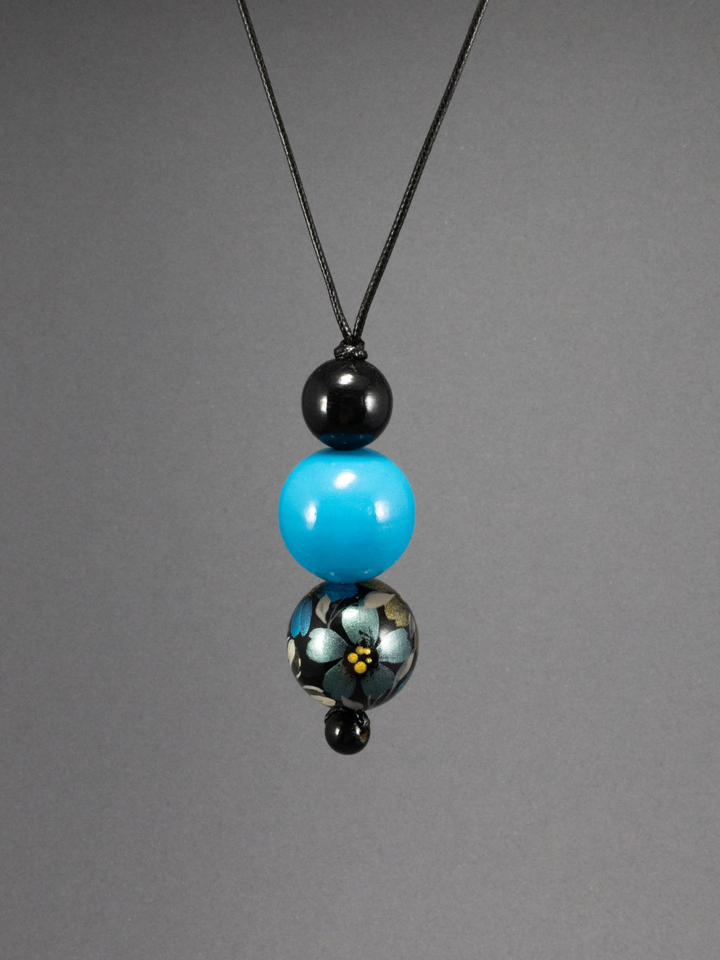 Midnight Garden Wooden Bead Pendant