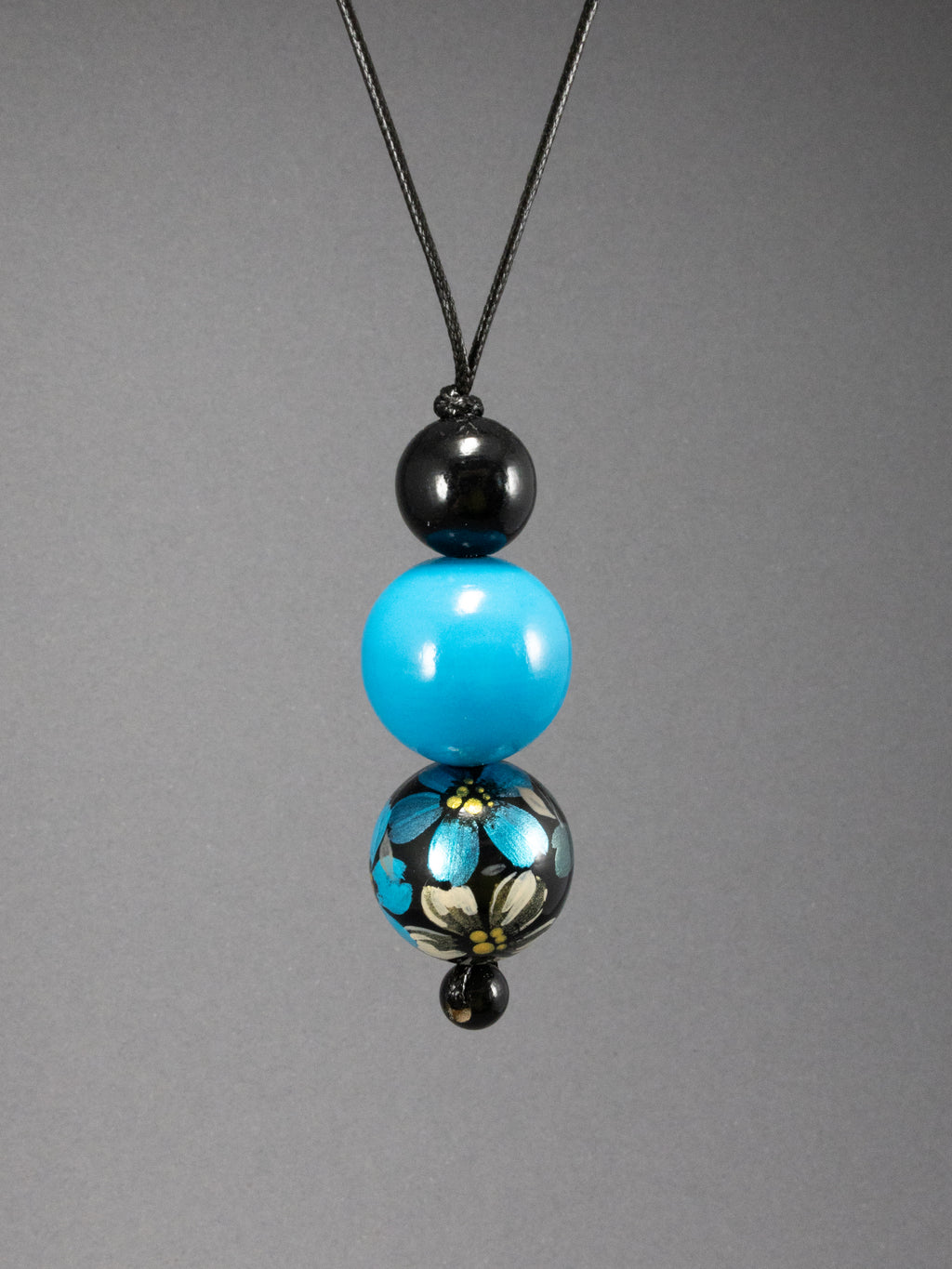 Midnight Garden Wooden Bead Pendant