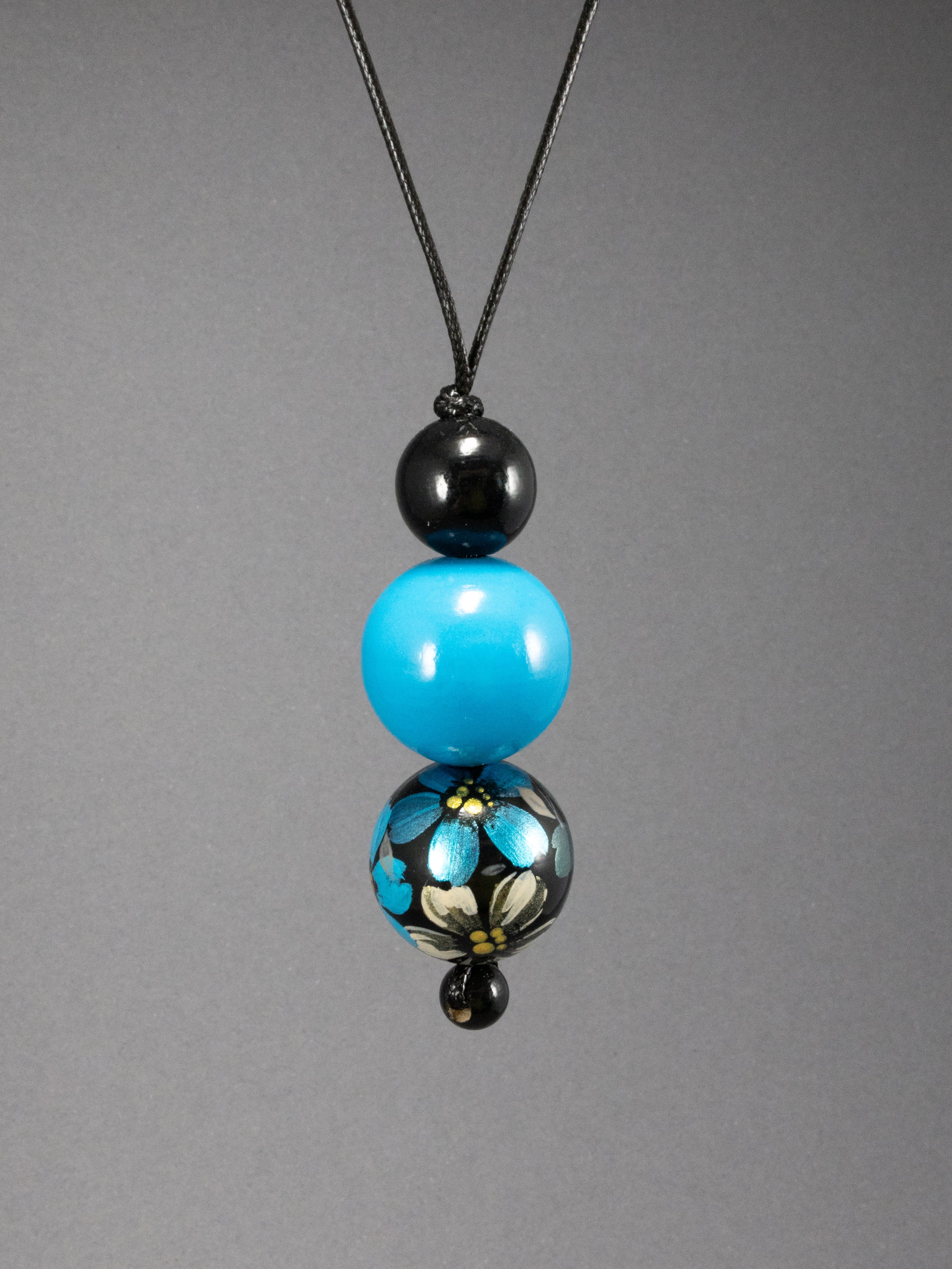 Midnight Garden Wooden Bead Pendant