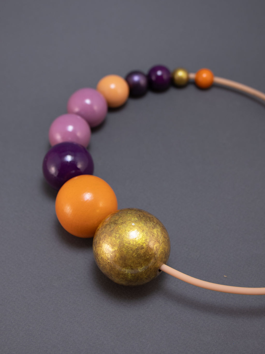 Orange and Violet Flowers Wooden Beads Set
