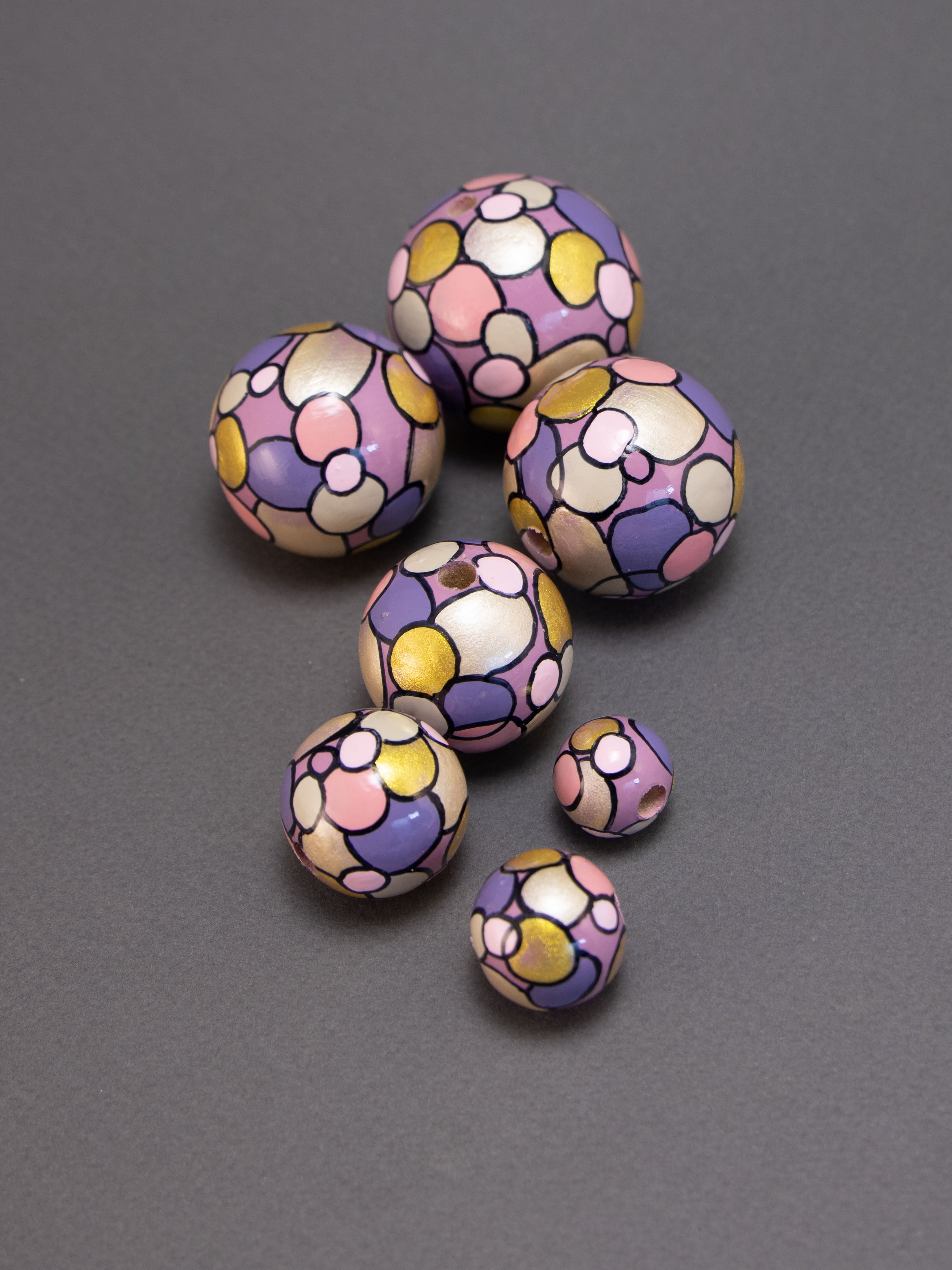 Pink Rapsody Wooden Bead