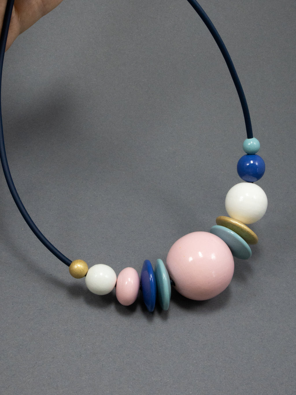 Pinky Wooden Bead Necklace
