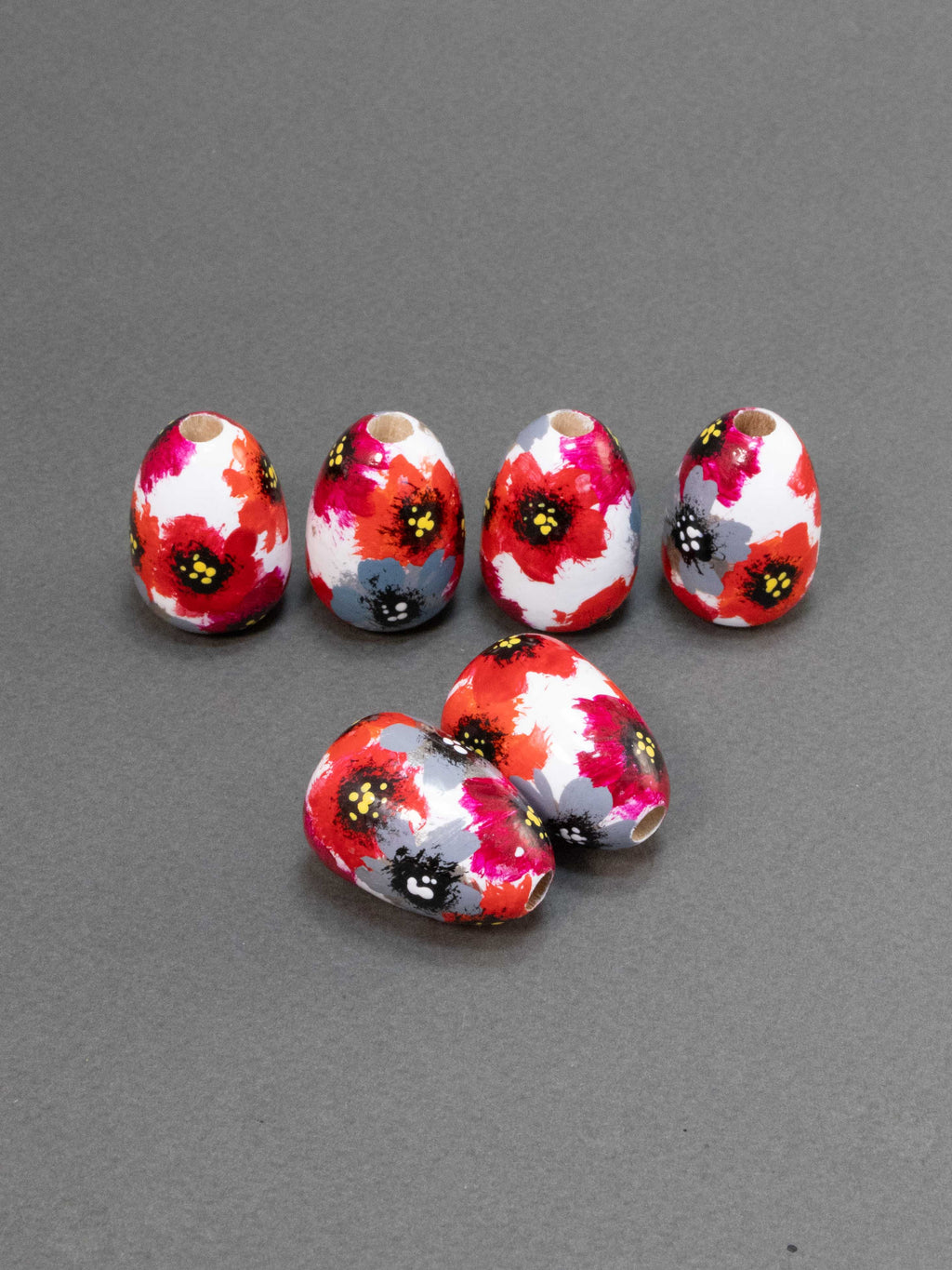 Poppyseed Garden in Drop Shape Wooden Bead