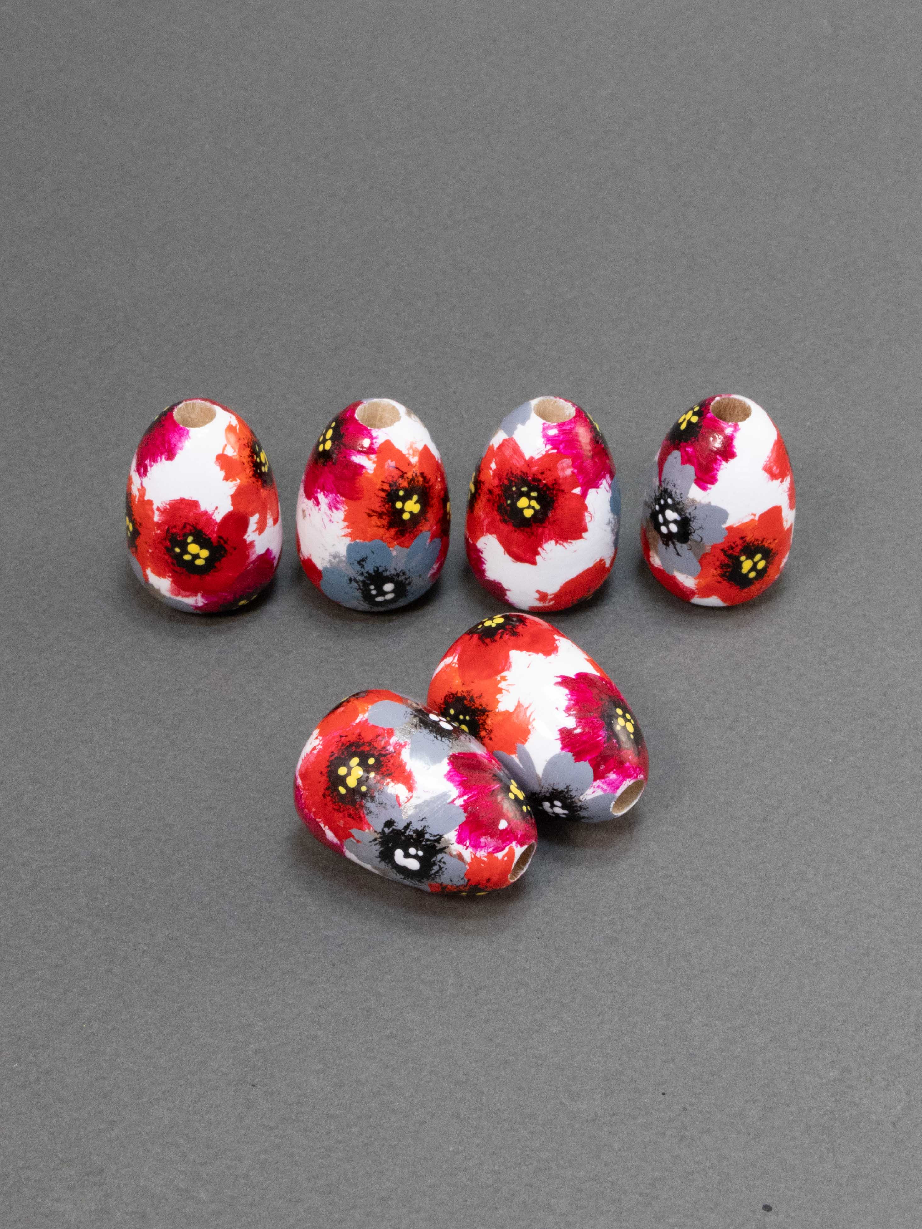Poppyseed Garden in Drop Shape Wooden Bead