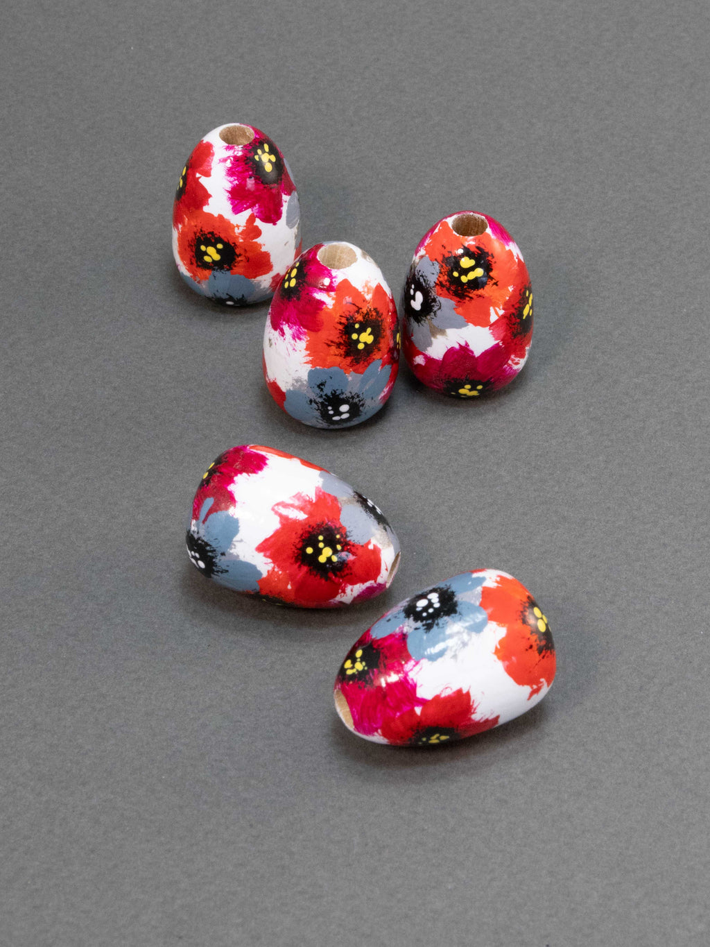 Poppyseed Garden in Drop Shape Wooden Bead