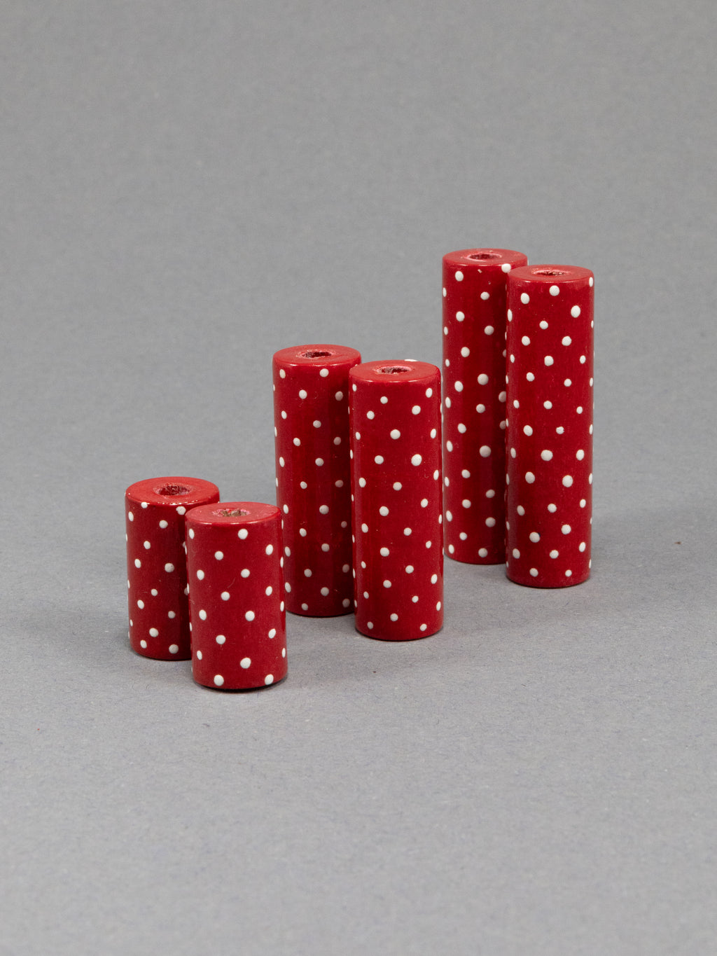 Red Cylinder Wooden Bead 2