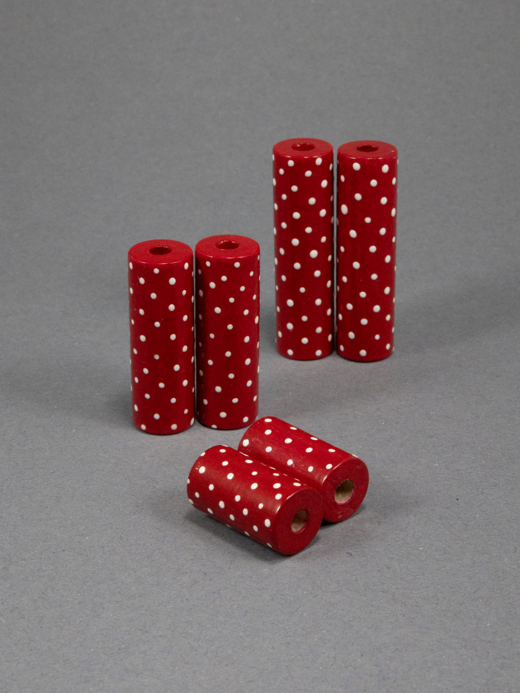 Red Cylinder Wooden Bead 2