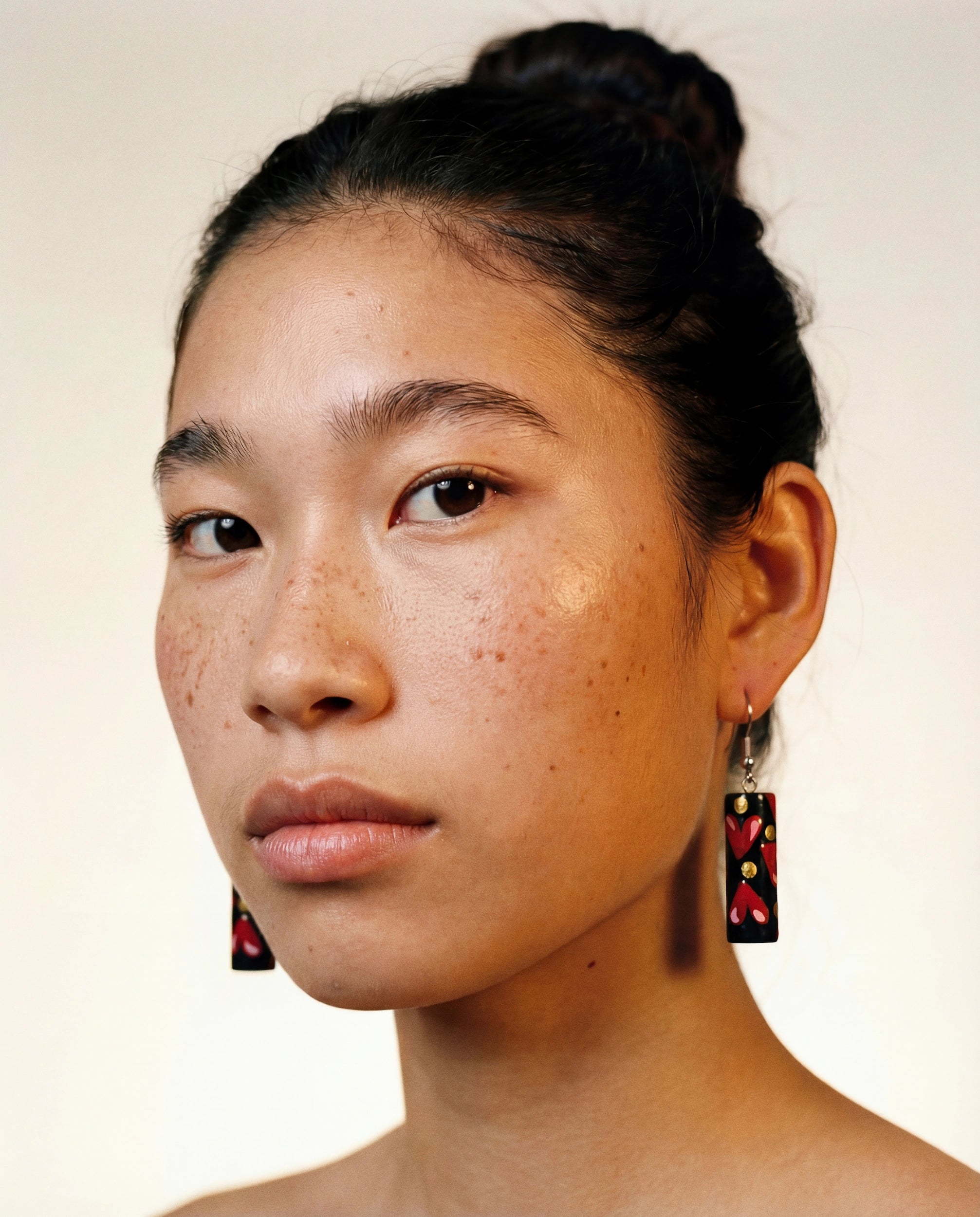 Red Hearts Wooden Earrings