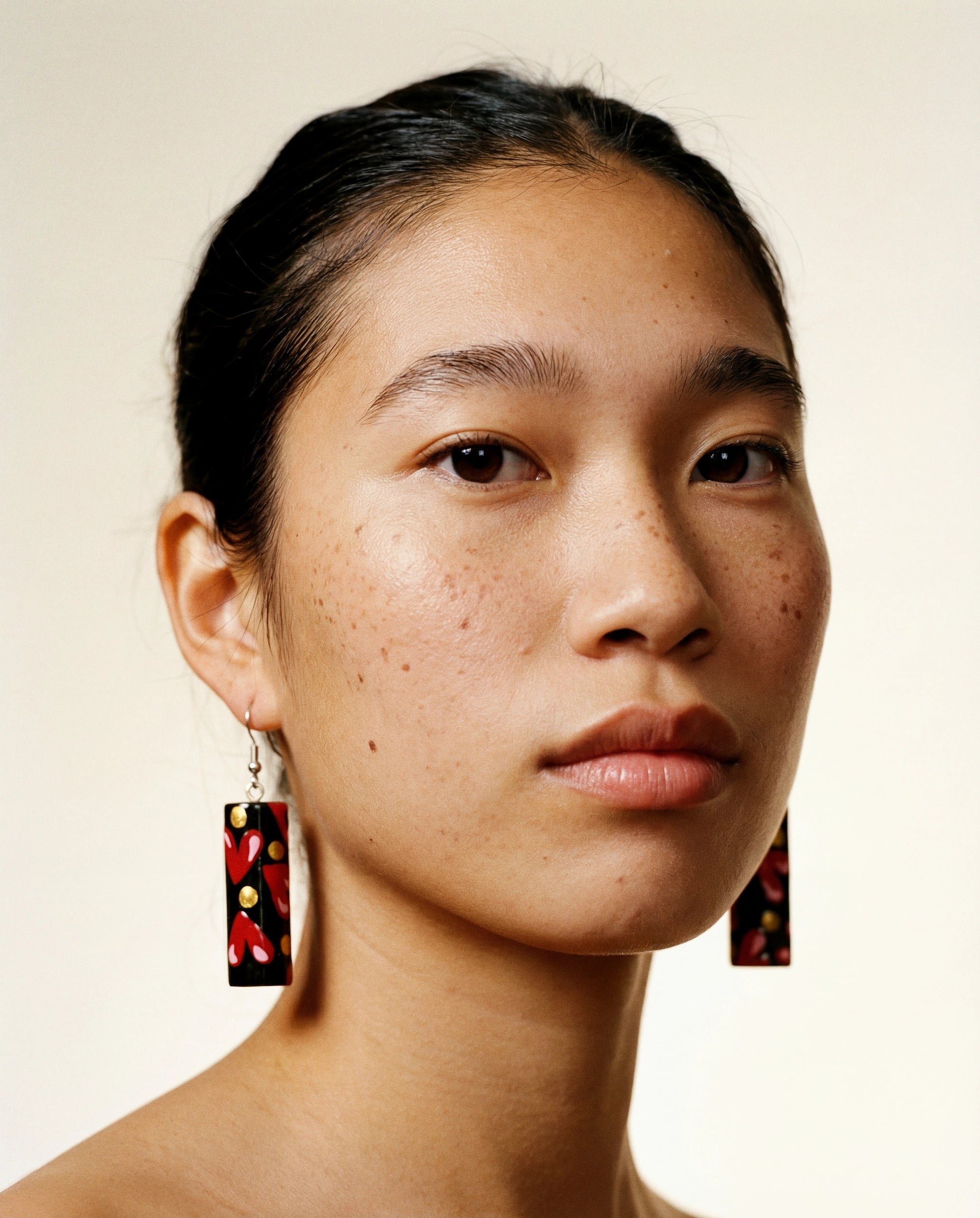 Red Hearts Wooden Earrings