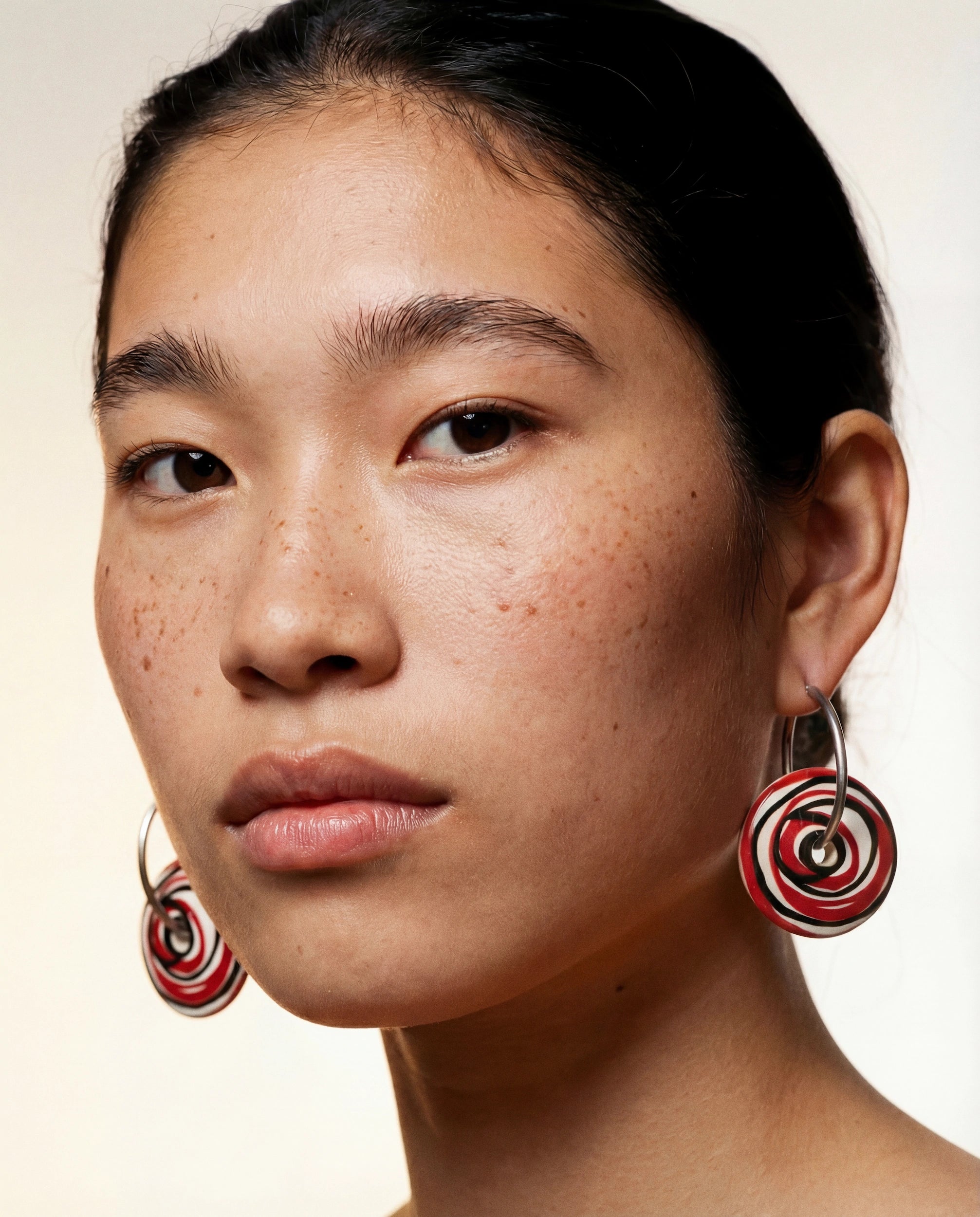 Red Spirals Wooden Earrings