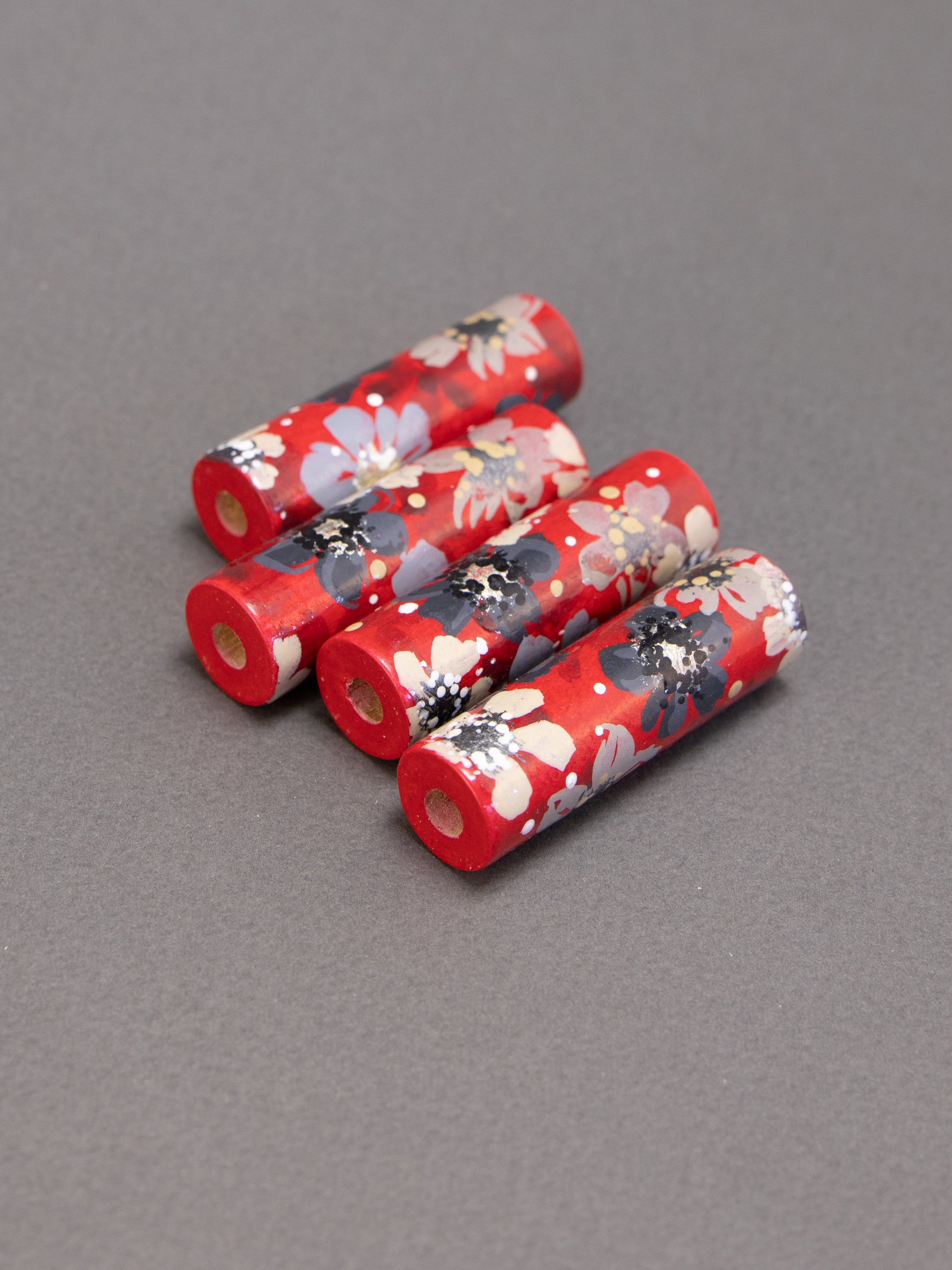 Ruby Garden Wooden Bead in Cylinder Shape