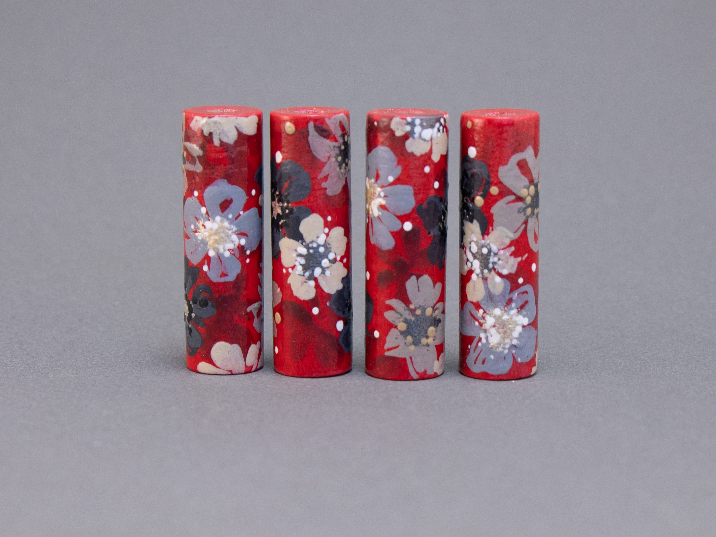 Ruby Garden Wooden Bead in Cylinder Shape