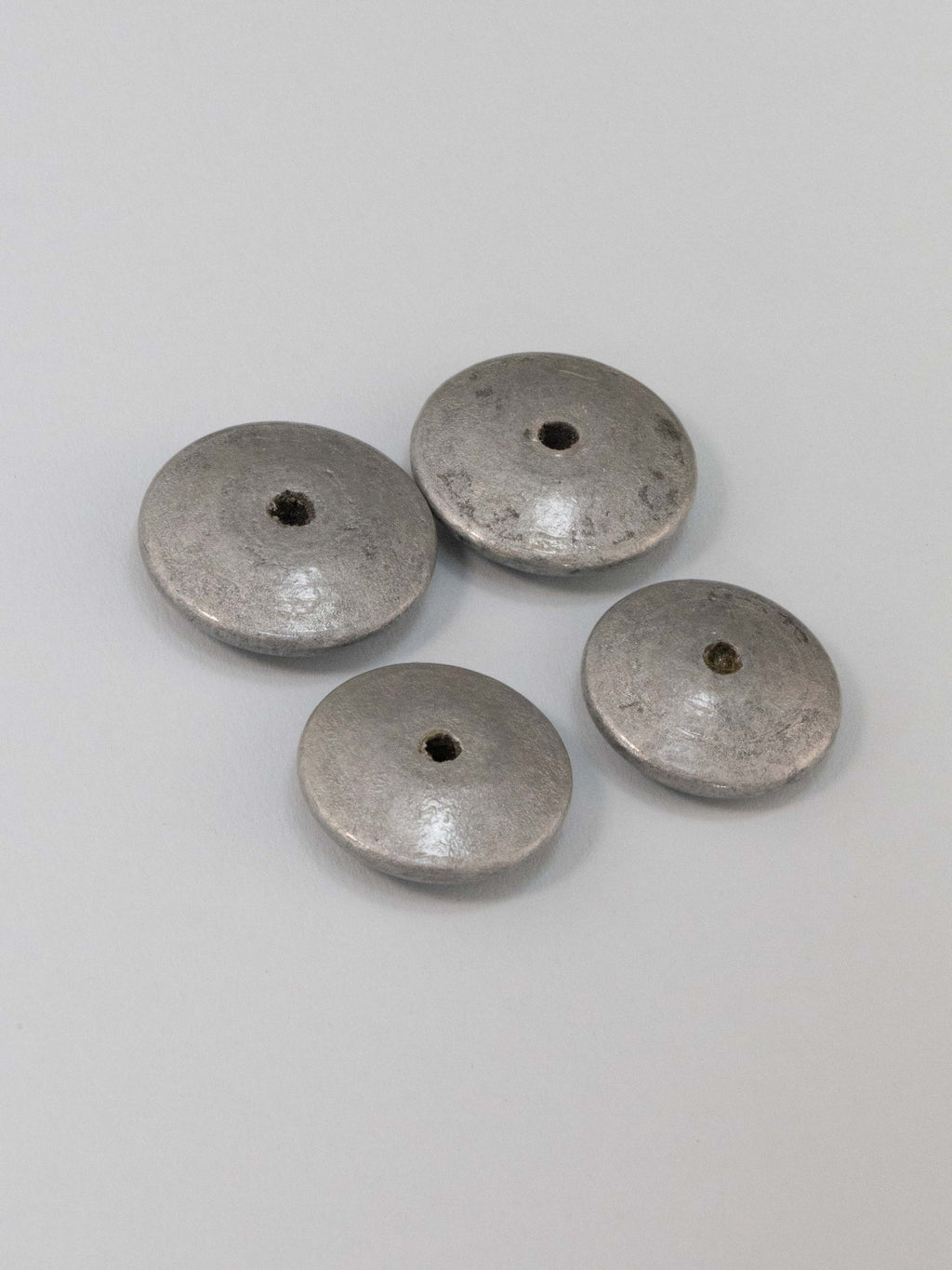 Silver Flat Wooden Bead