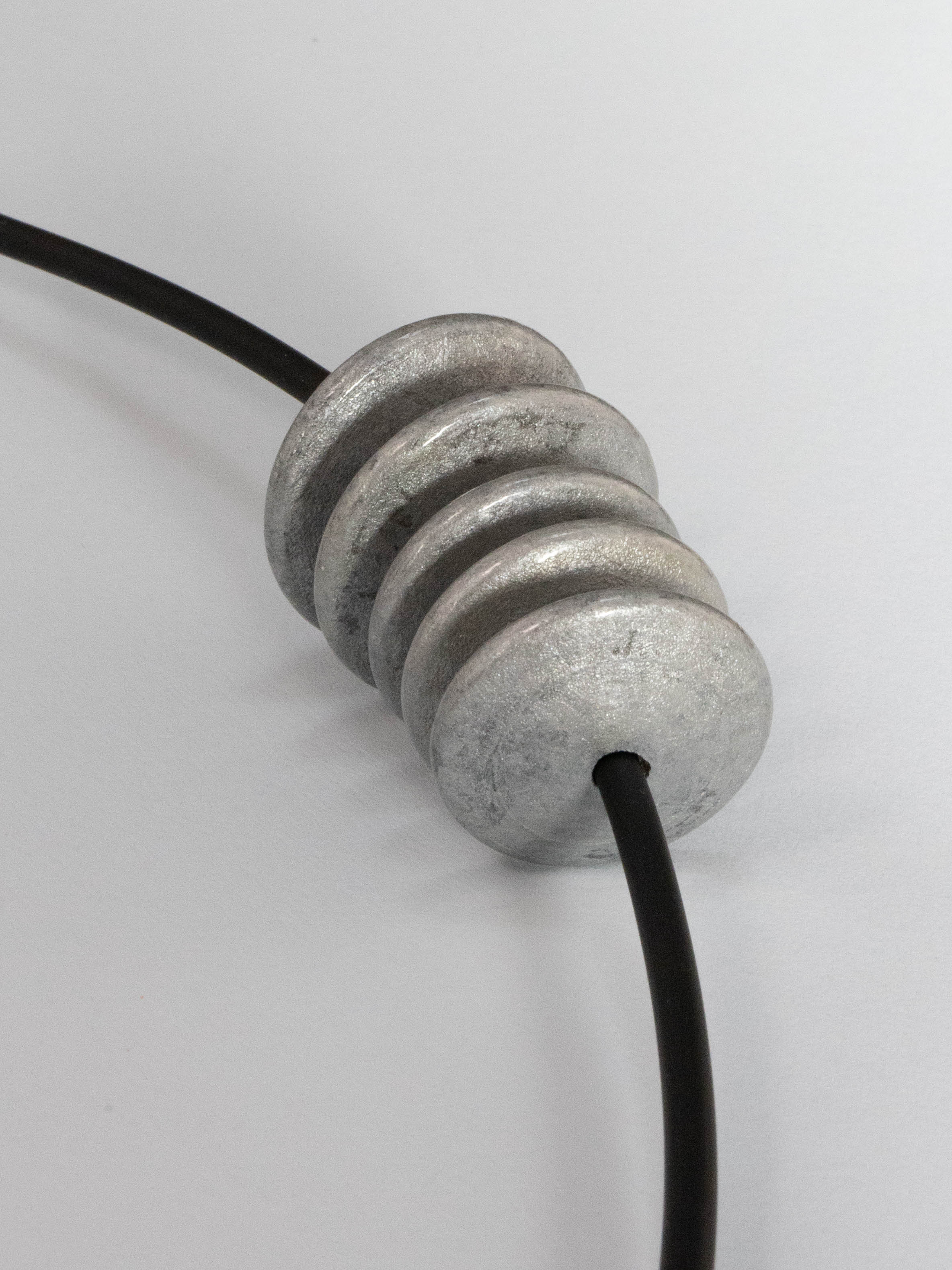 Silver Flat Wooden Bead