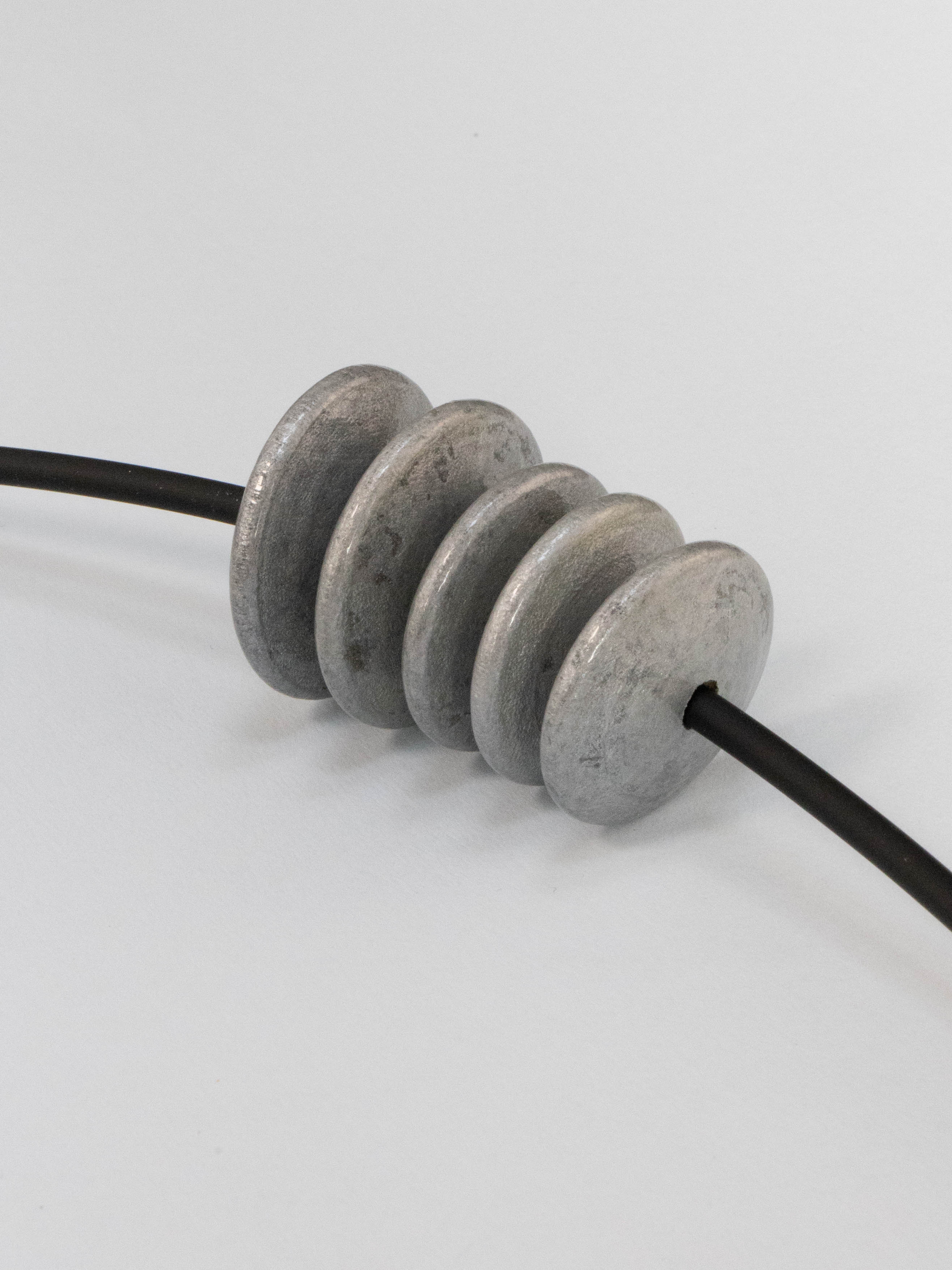 Silver Flat Wooden Bead